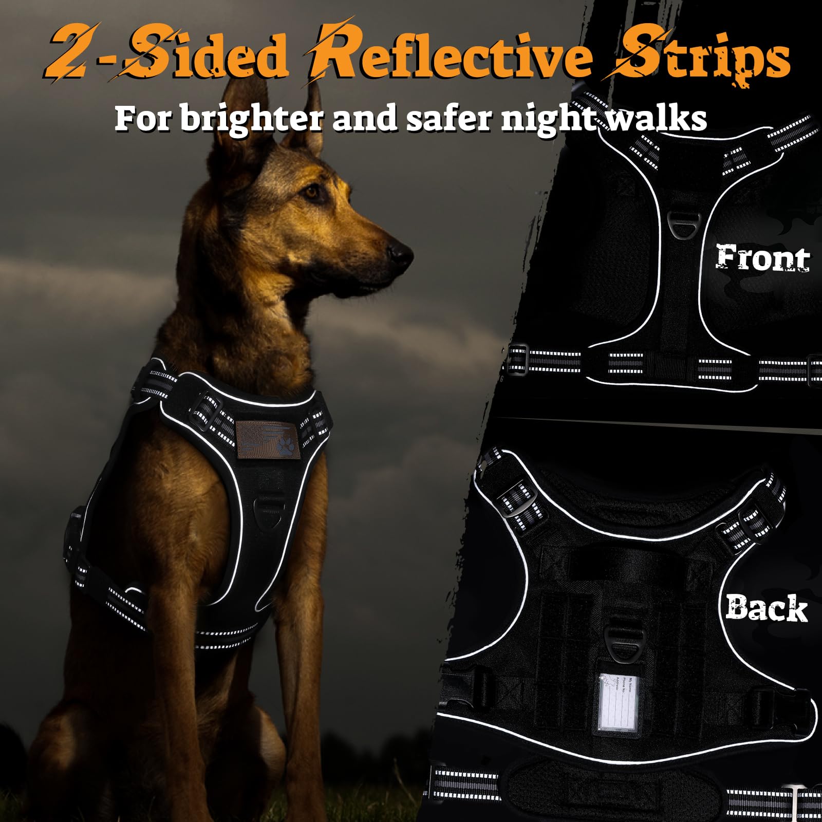 Rabbitgoo Tactical No-Pull Dog Harness with MOLLE Handle