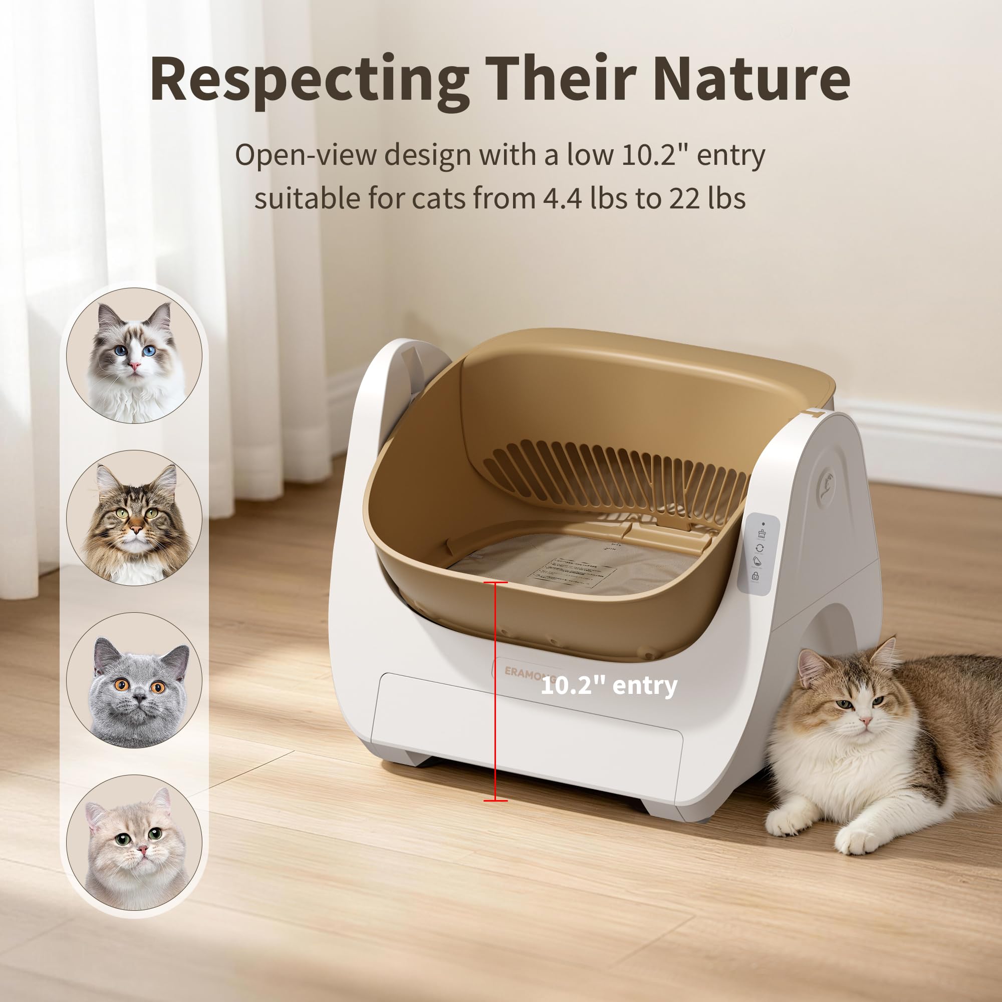 Washable Automatic Self-Cleaning Open-Top Cat Litter Box