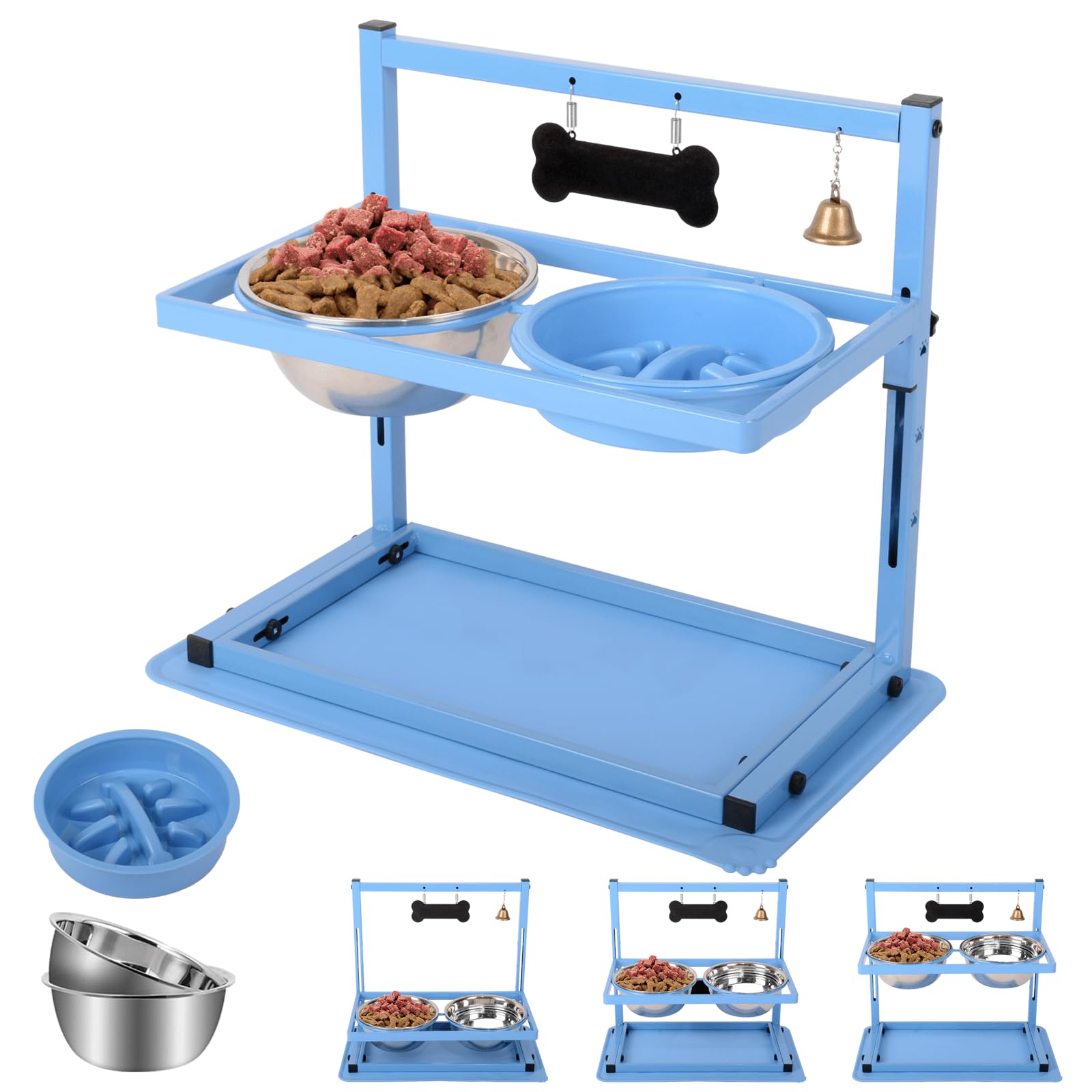 Adjustable Elevated Dog Bowls with Non-Slip Stand