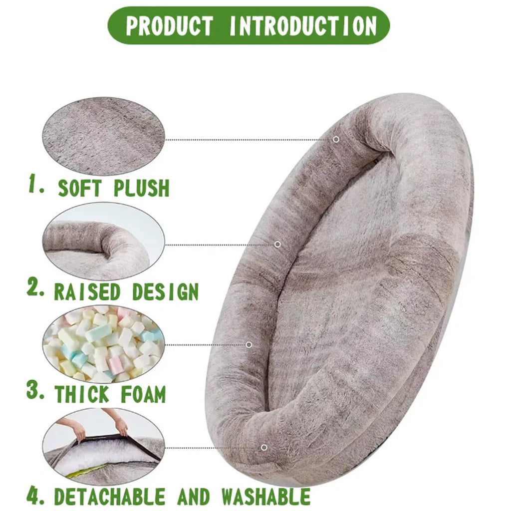 CUIYMXSC Giant Faux Fur Human Dog Bed with Orthopedic Foam