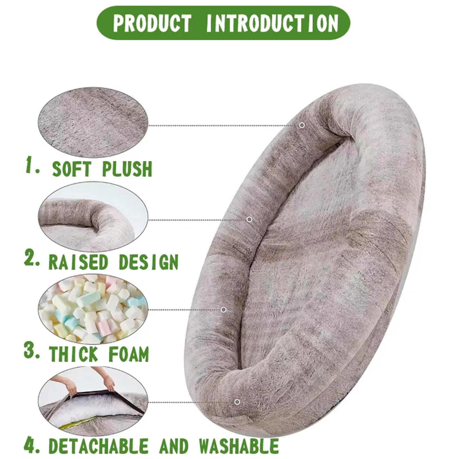 CUIYMXSC Giant Faux Fur Human Dog Bed with Orthopedic Foam