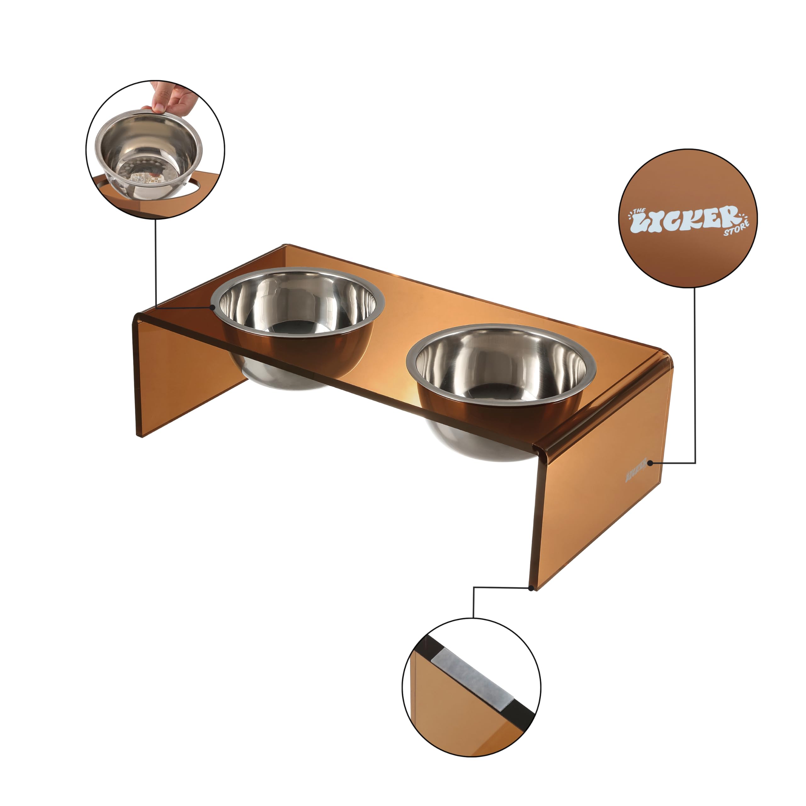 LICKER Acrylic Elevated Pet Feeder with Clear Stand