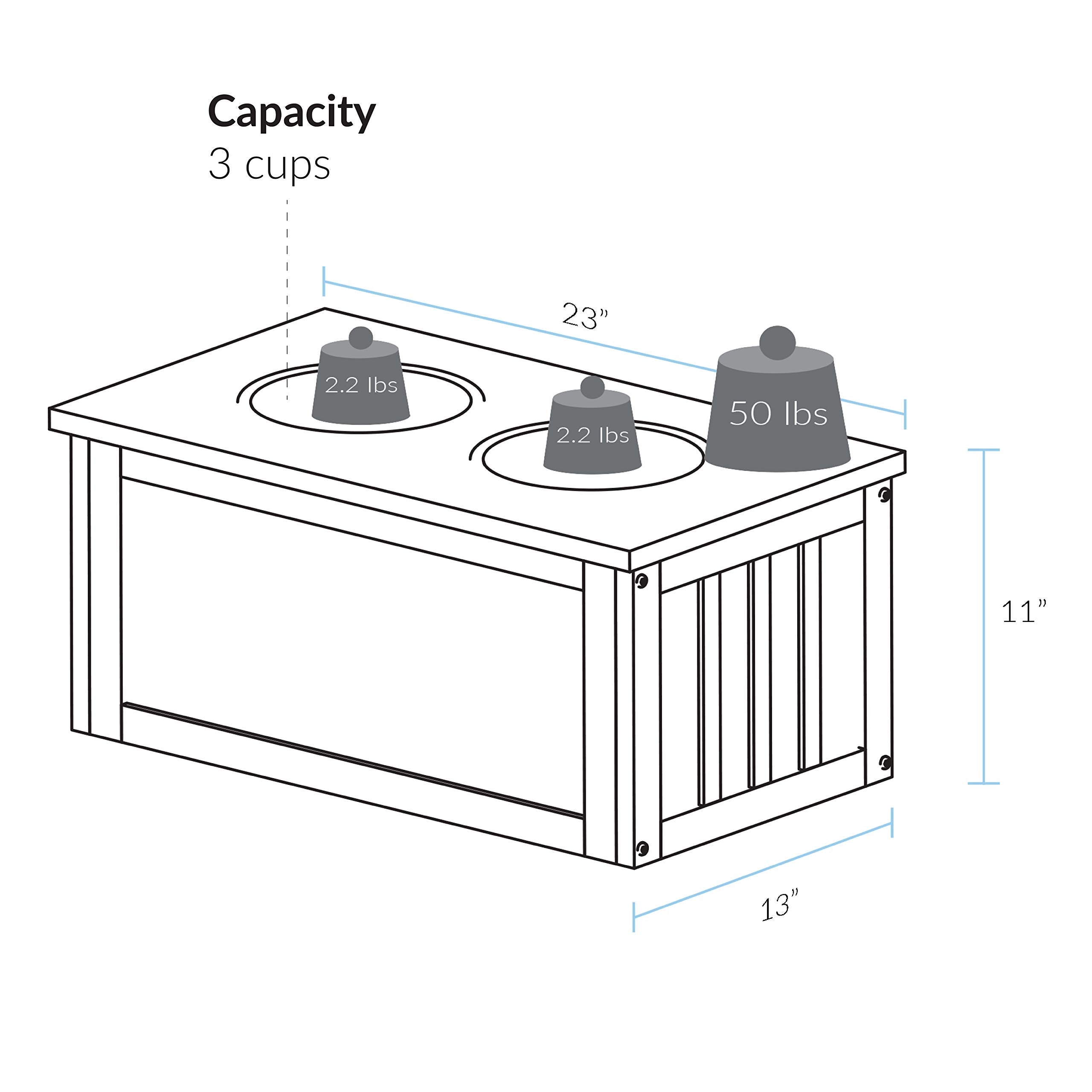 Casual Home Solid Wood Elevated Pet Feeder with Storage