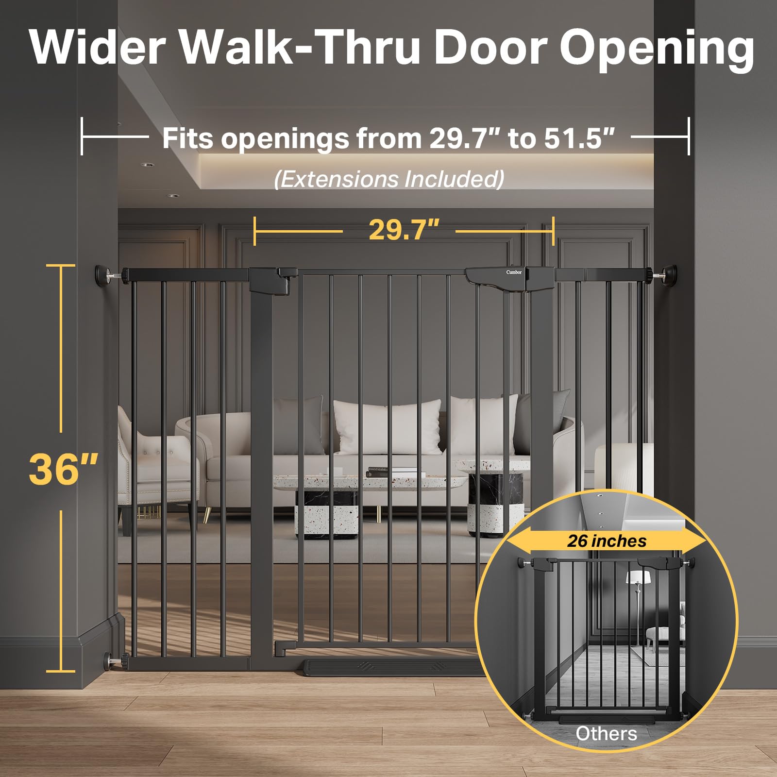 Cumbor 2-Pack Extra-Tall Auto-Close Dog Gates
