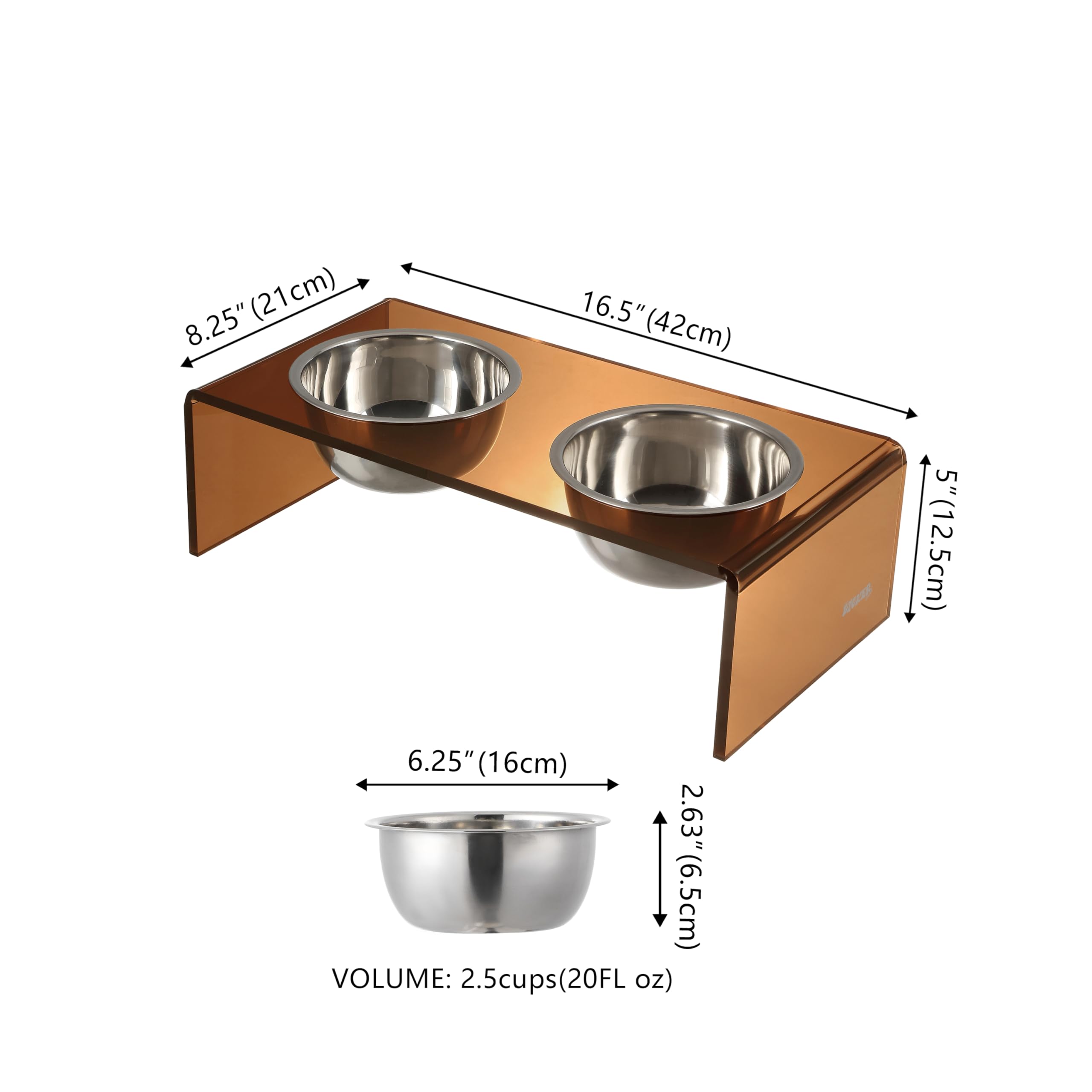 LICKER Acrylic Elevated Pet Feeder with Clear Stand