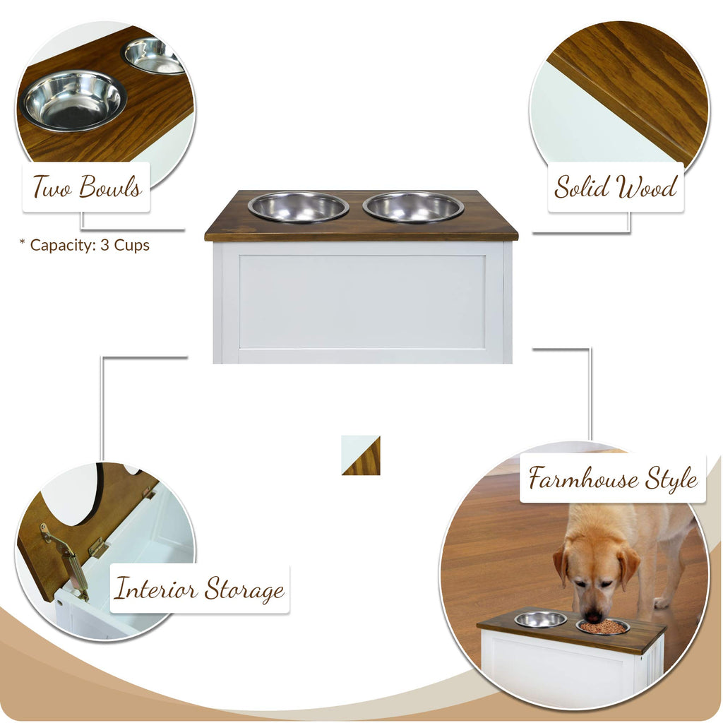 Casual Home Solid Wood Elevated Pet Feeder with Storage