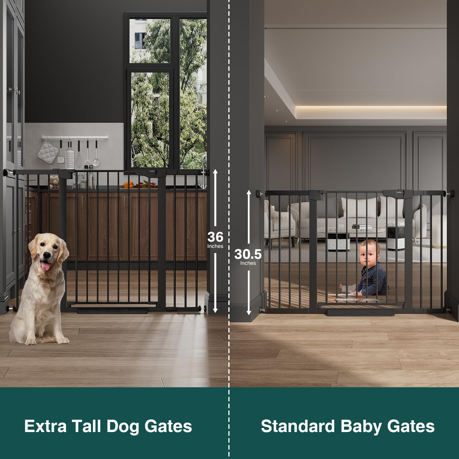 Cumbor 2-Pack Extra-Tall Auto-Close Dog Gates