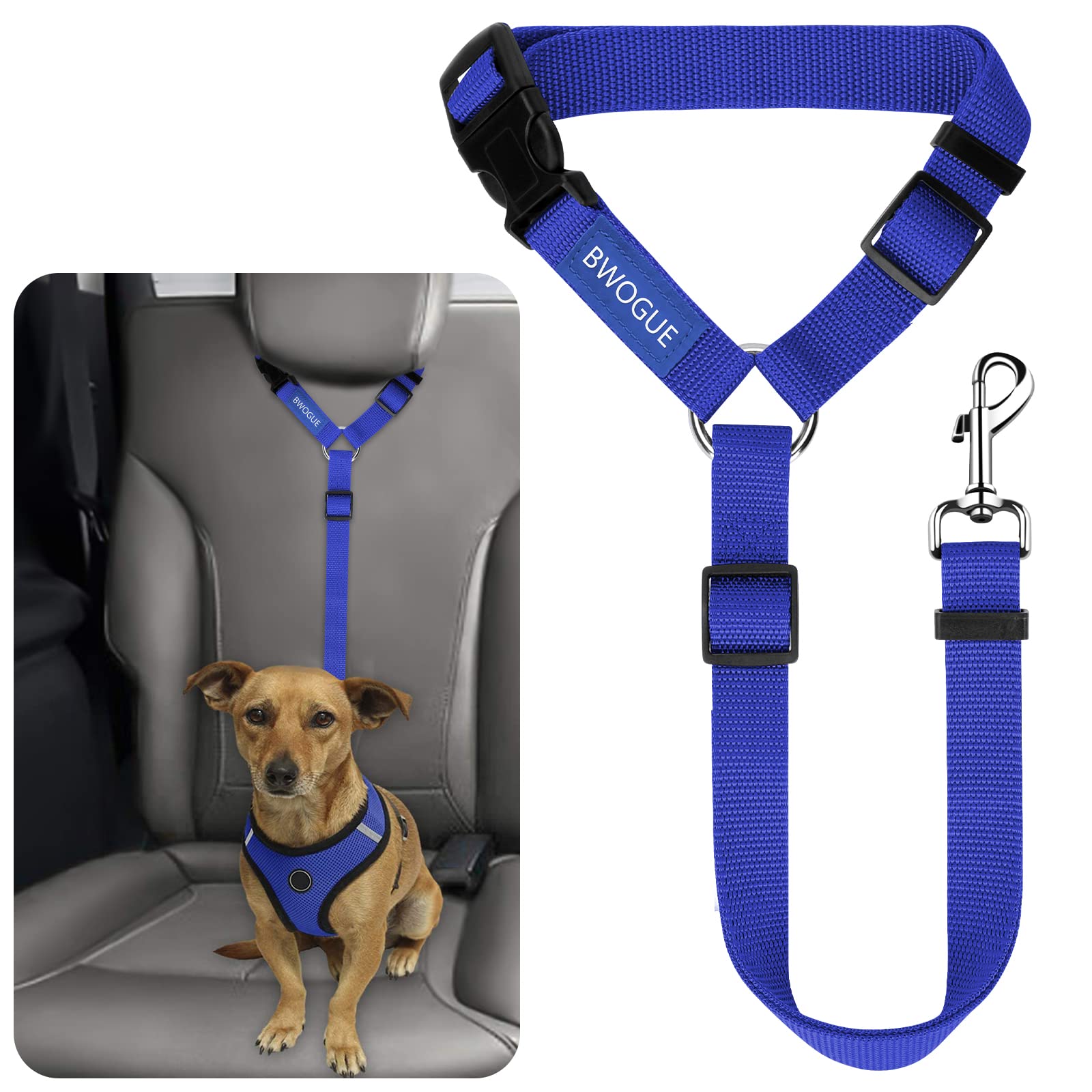 BWOGUE Adjustable Pet Car Seat Belt and Headrest Restraint