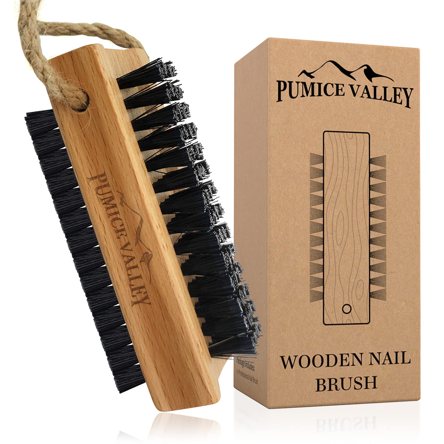 Wooden Double-Sided Fingernail Cleaning Brush