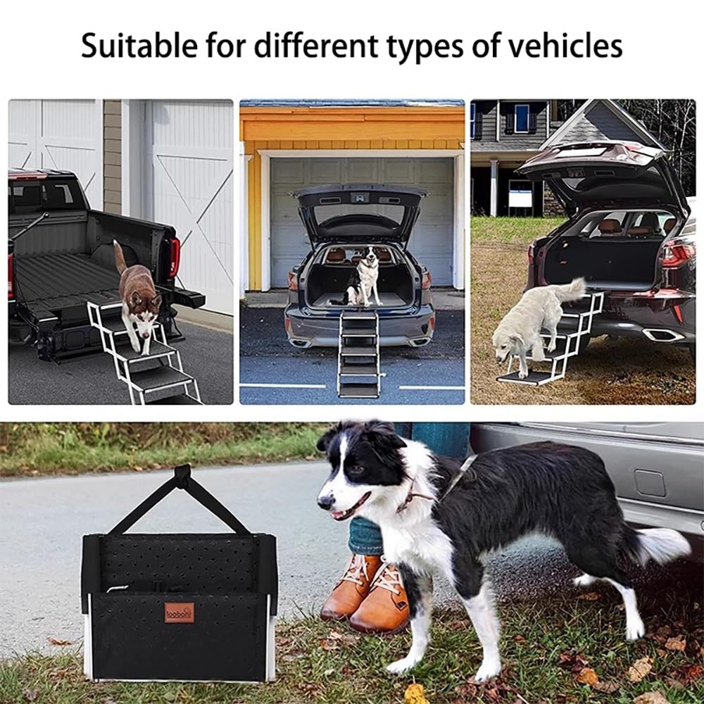 Portable 5-Step Aluminum Dog Car Stairs for SUVs