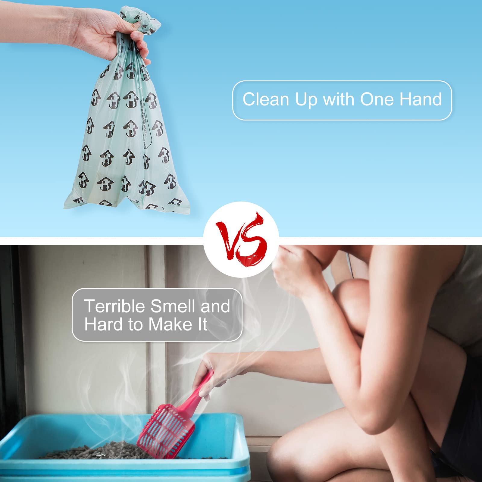 Portable Cat Litter Scoop with Waste Bin and 135 Bags