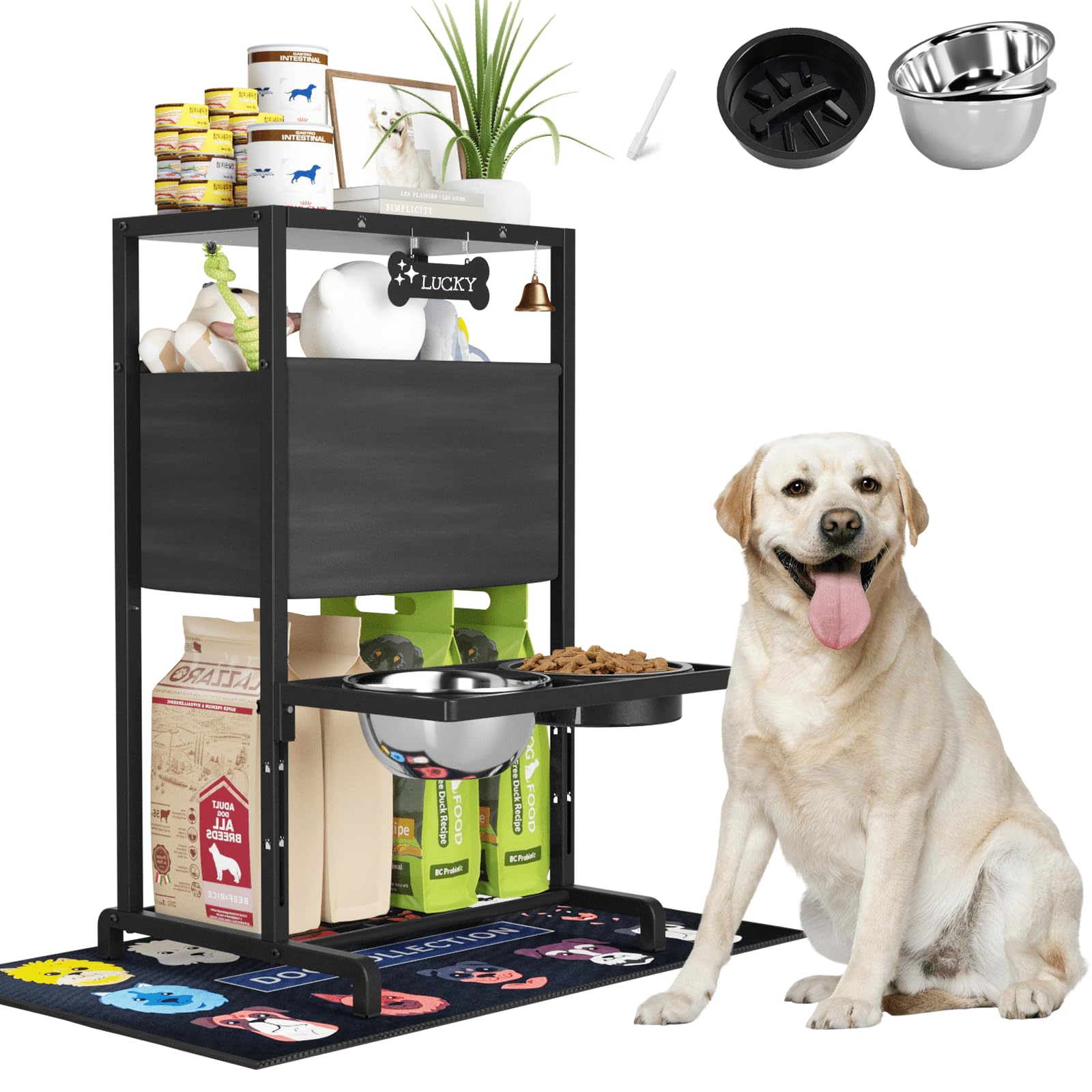 Adjustable Elevated Dog Bowls with Non-Slip Stand