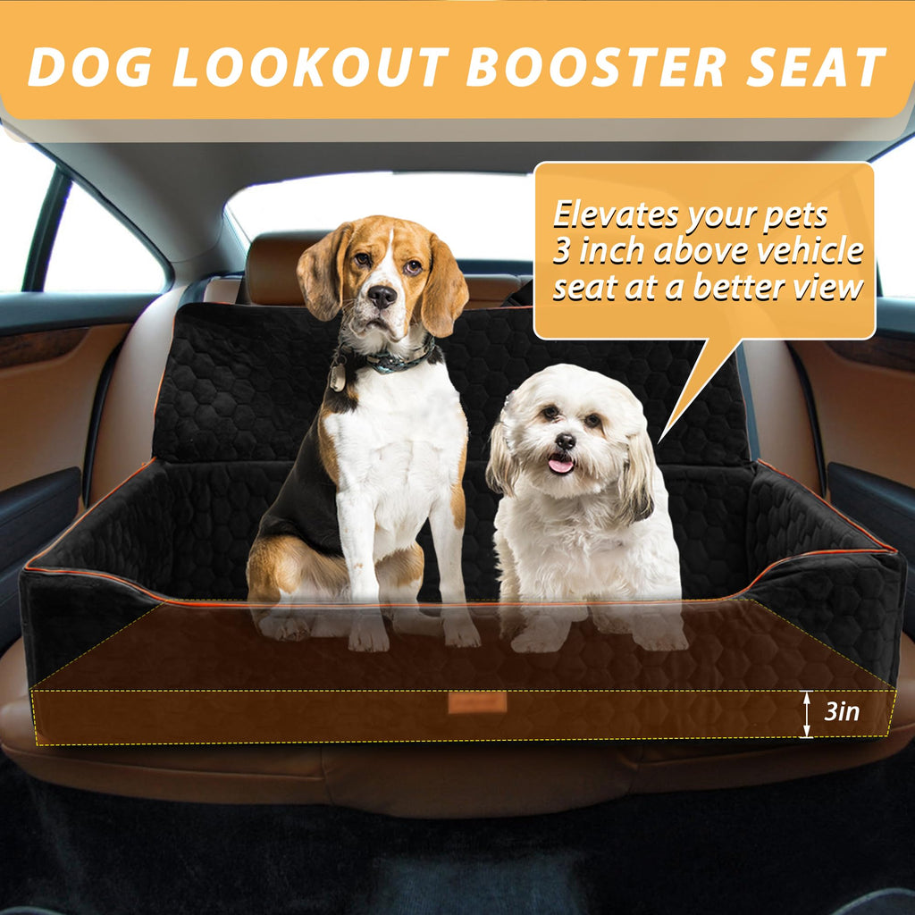 Large Dog Car Seat Bed with Safety Tethers and Storage