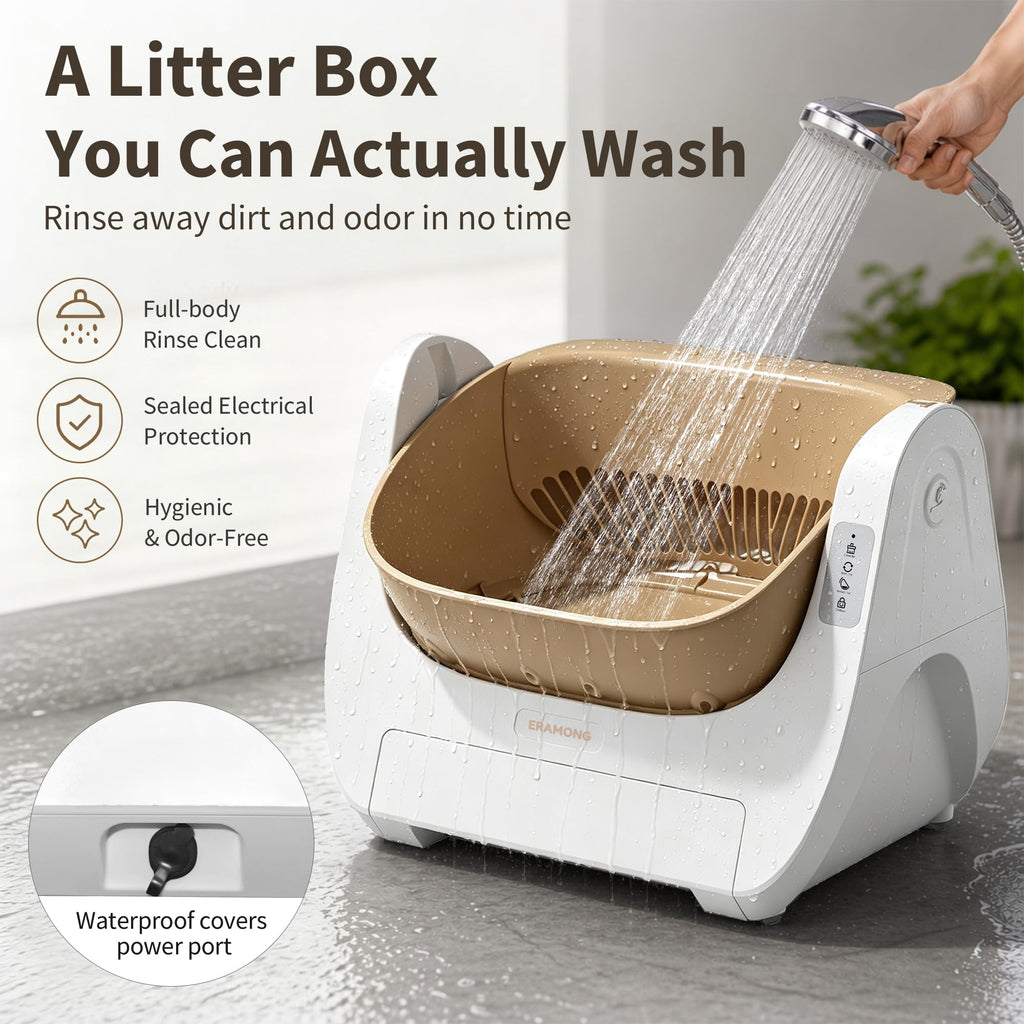Washable Automatic Self-Cleaning Open-Top Cat Litter Box