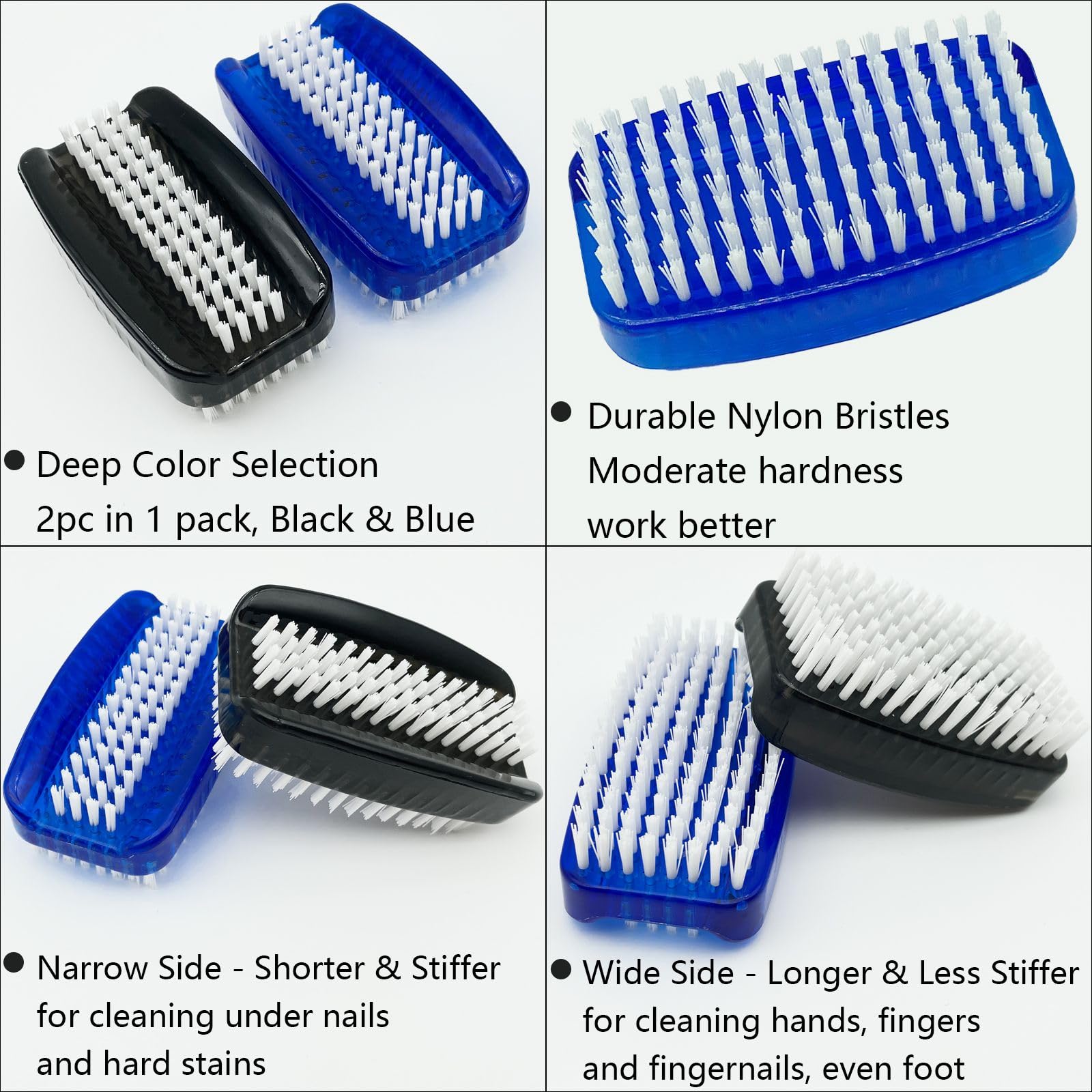 GKETN Double-Sided Nylon Nail Cleaning Brushes, 2-Pack