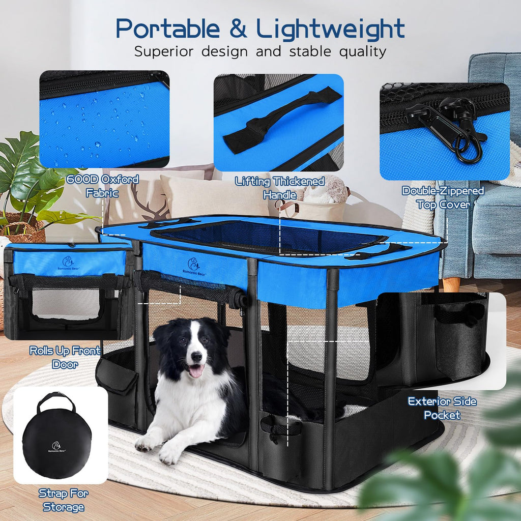 Foldable Portable Pet Playpen with Breathable Shade Cover