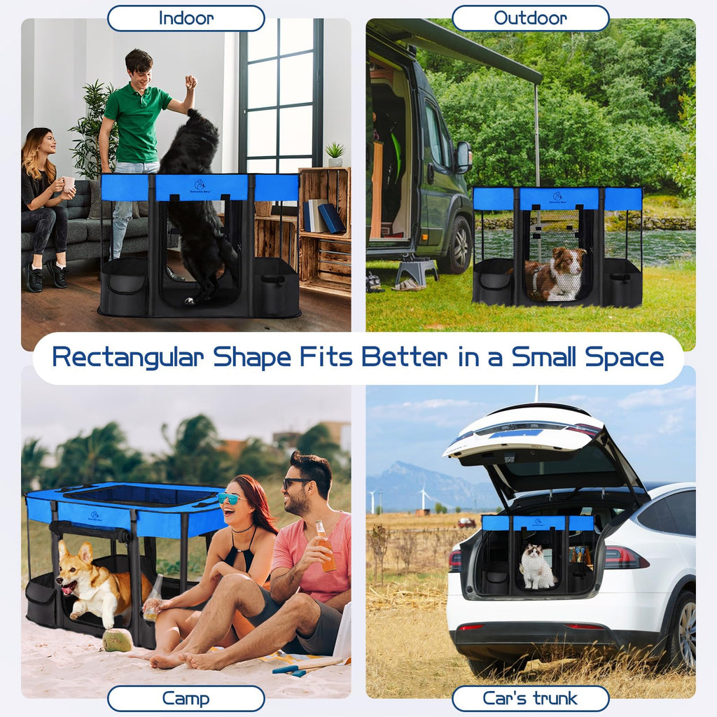 Foldable Portable Pet Playpen with Breathable Shade Cover