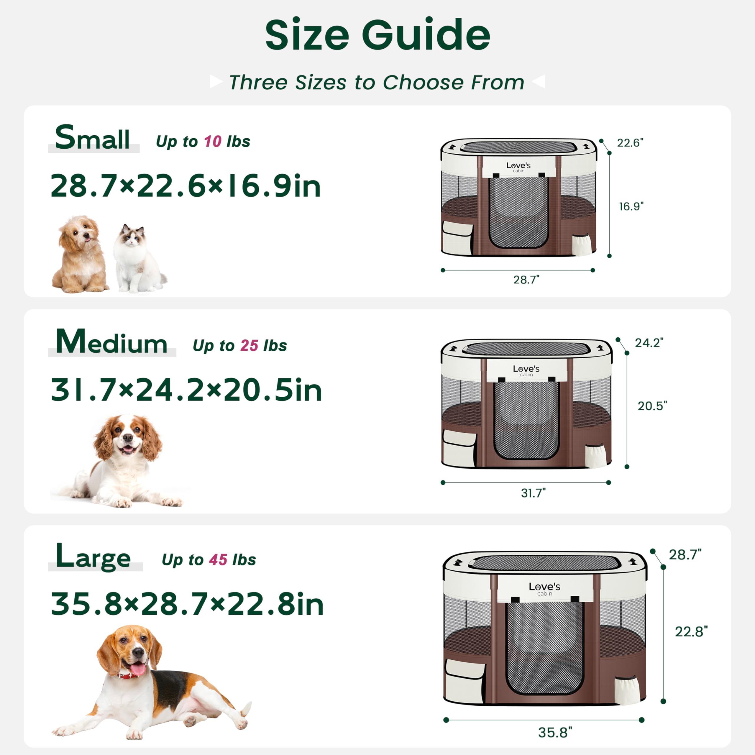 Love's Cabin Portable Puppy Dog Playpen for Travel