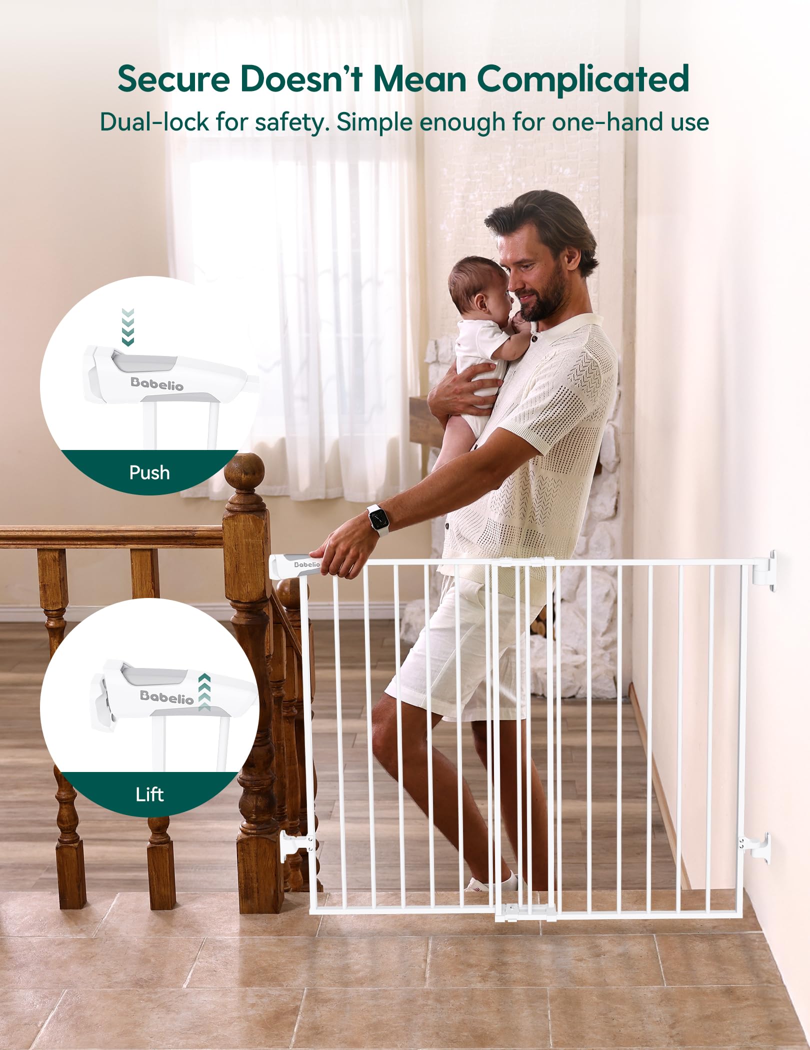 Babelio Auto-Close Hardware-Mounted Dog Safety Gate