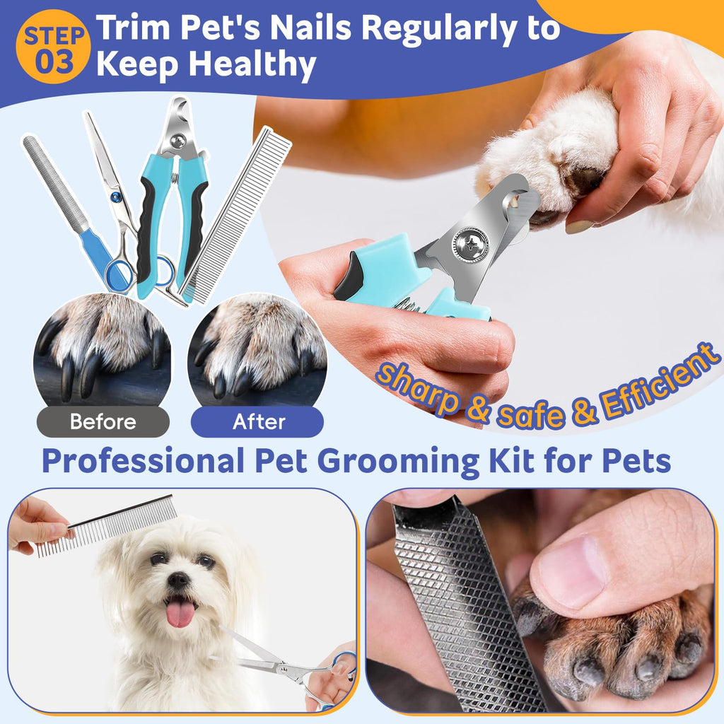Dog and Cat Shedding Grooming Kit with Nail Clippers