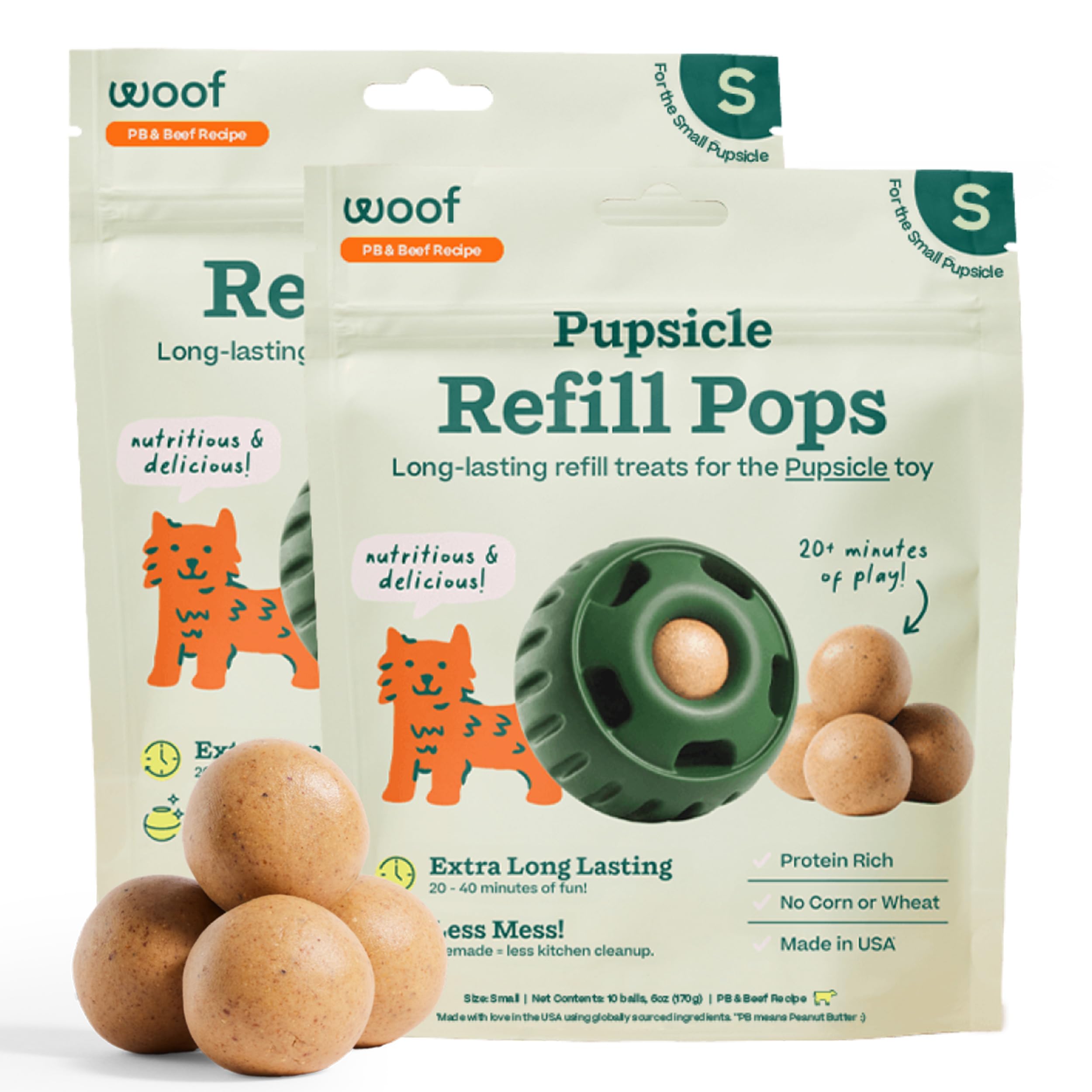 WOOF Pupsicle Peanut Butter and Beef Refill Treat Pops