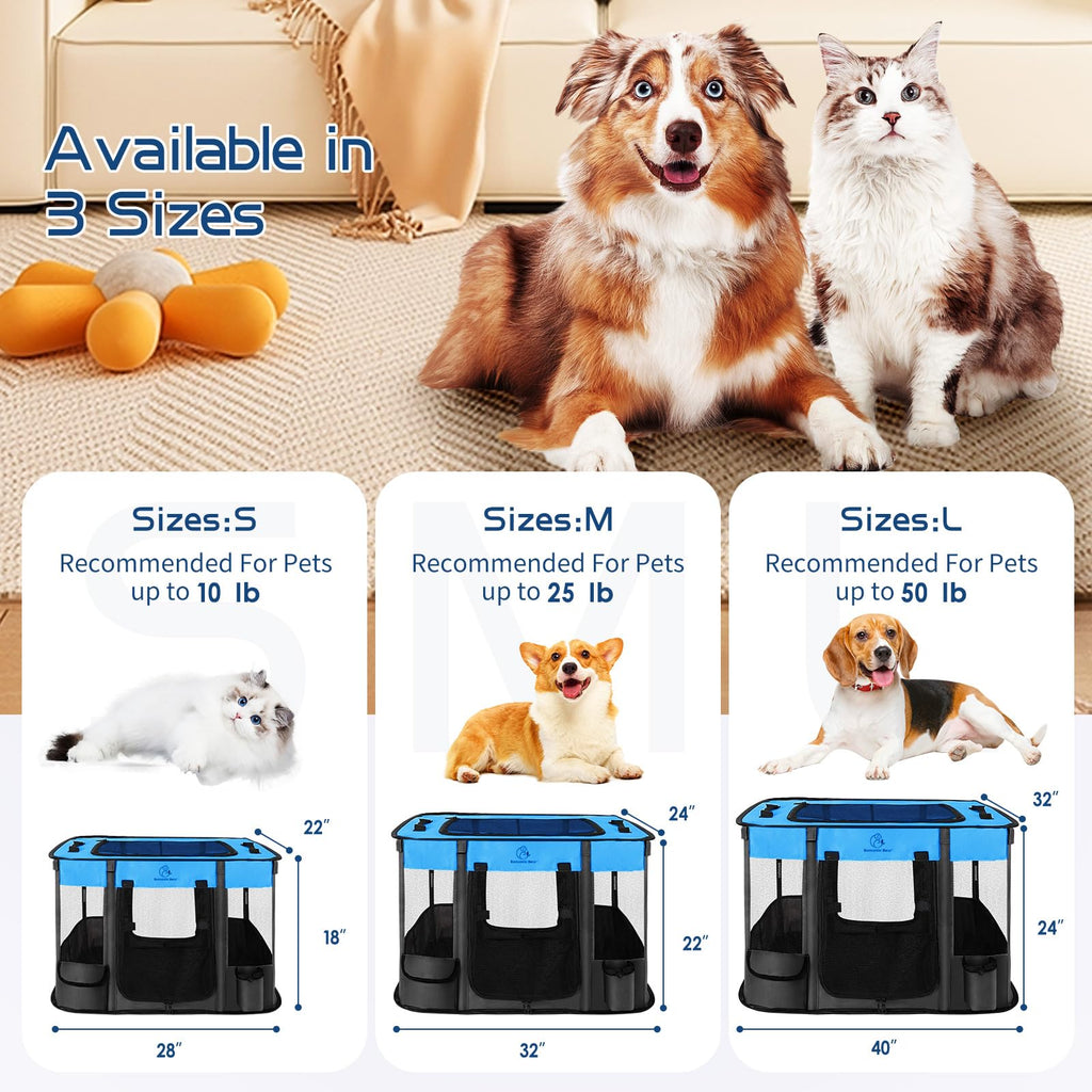 Foldable Portable Pet Playpen with Breathable Shade Cover