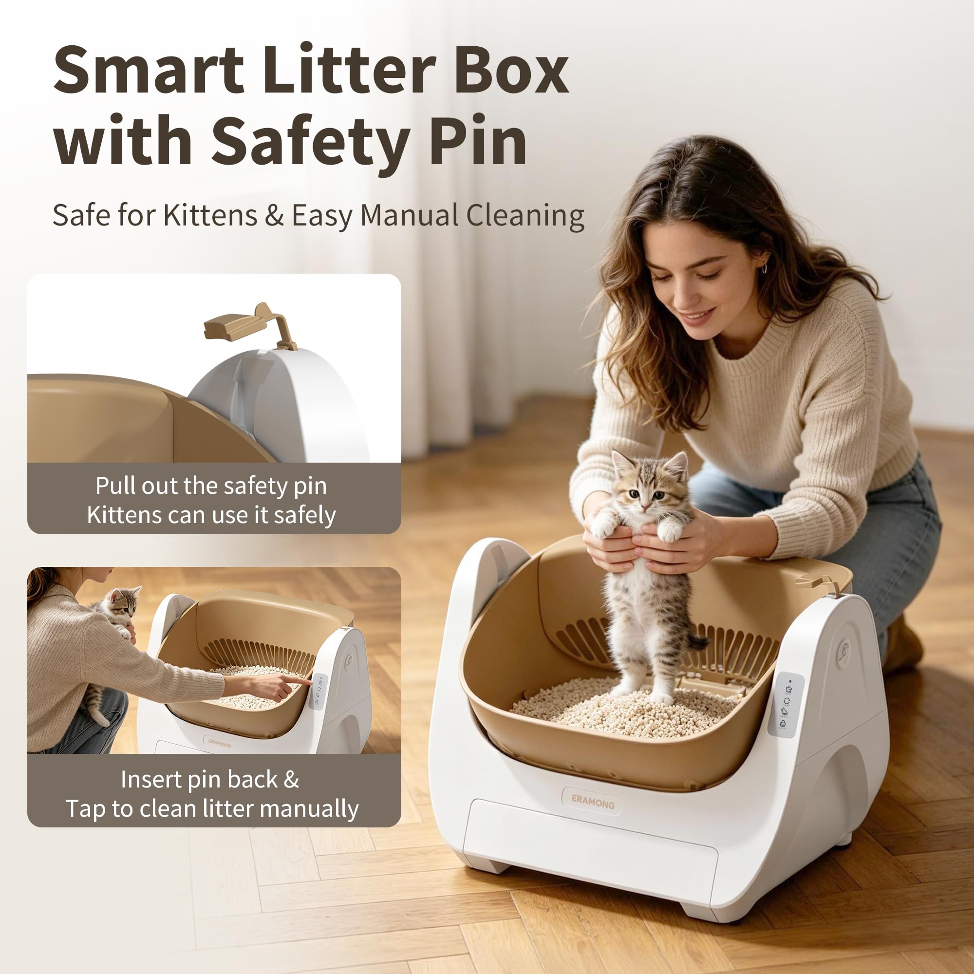 Washable Automatic Self-Cleaning Open-Top Cat Litter Box
