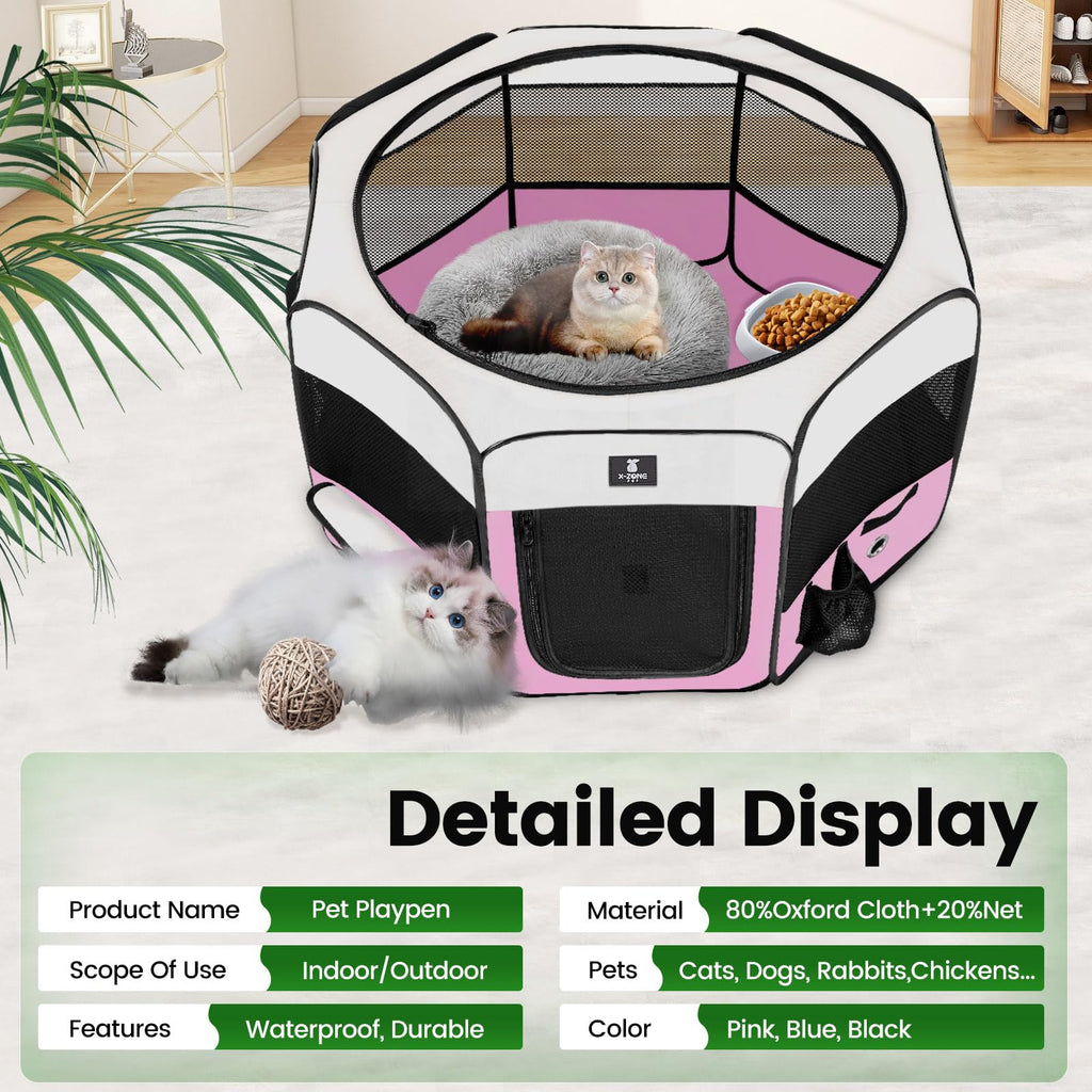 X-ZONE PET Foldable Portable Playpen for Small Pets