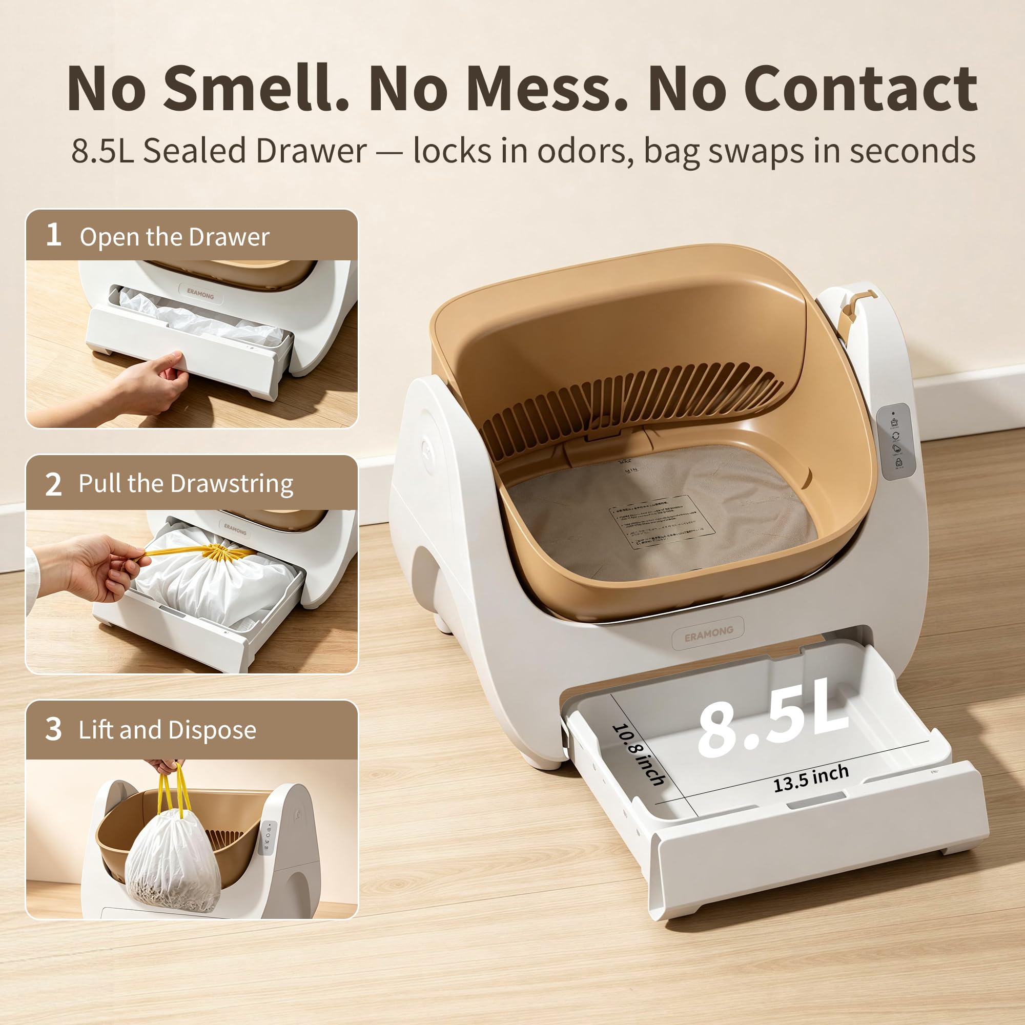 Washable Automatic Self-Cleaning Open-Top Cat Litter Box