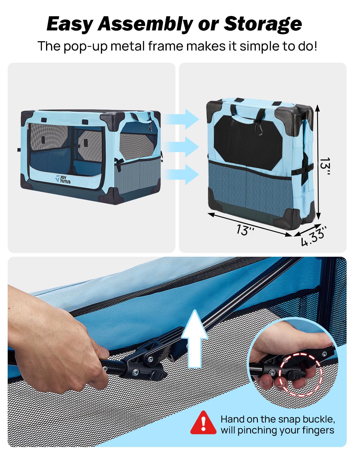 JOYTUTUS Collapsible Soft-Sided Dog Travel Crate