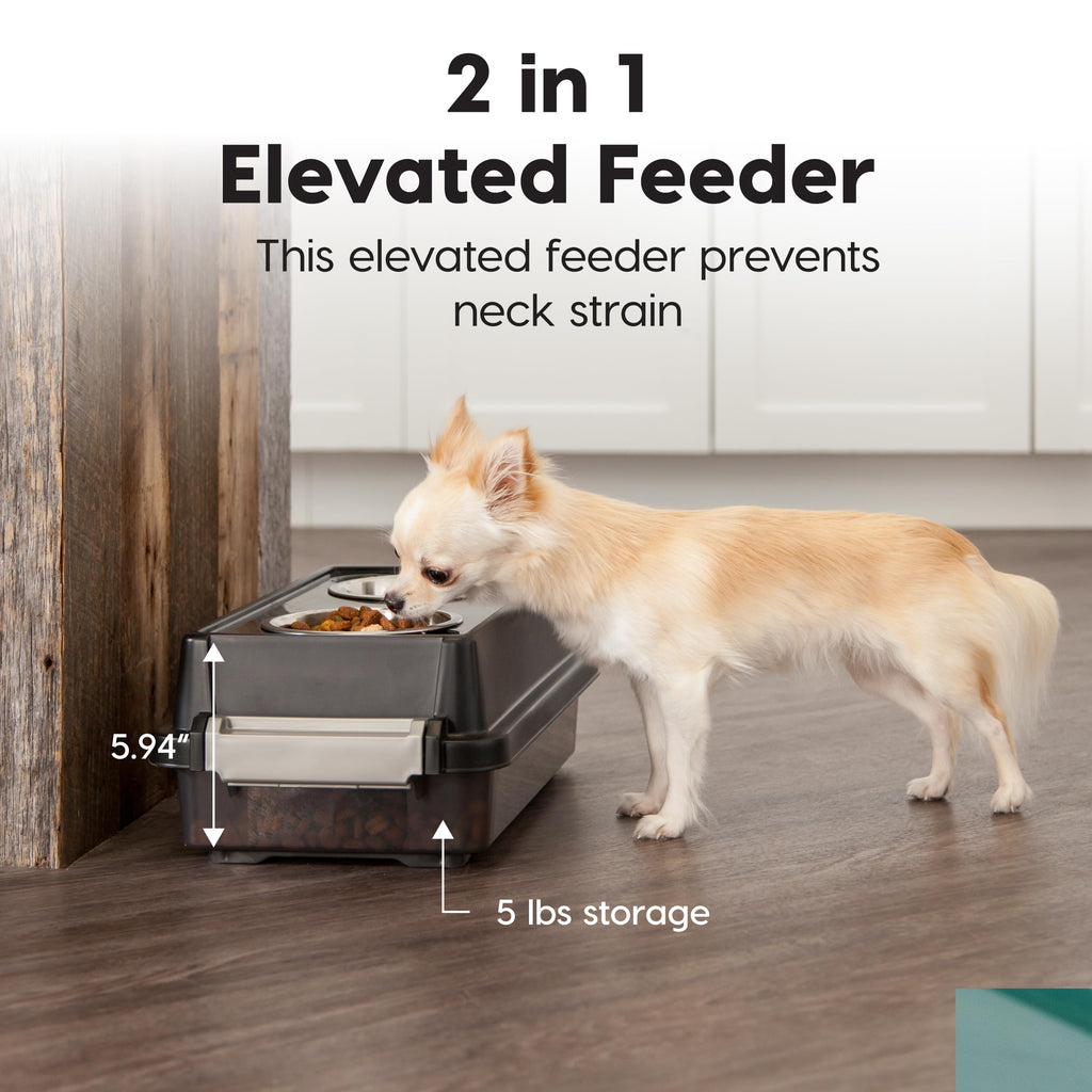 IRIS USA 2-in-1 Elevated Dog Bowls with Food Storage