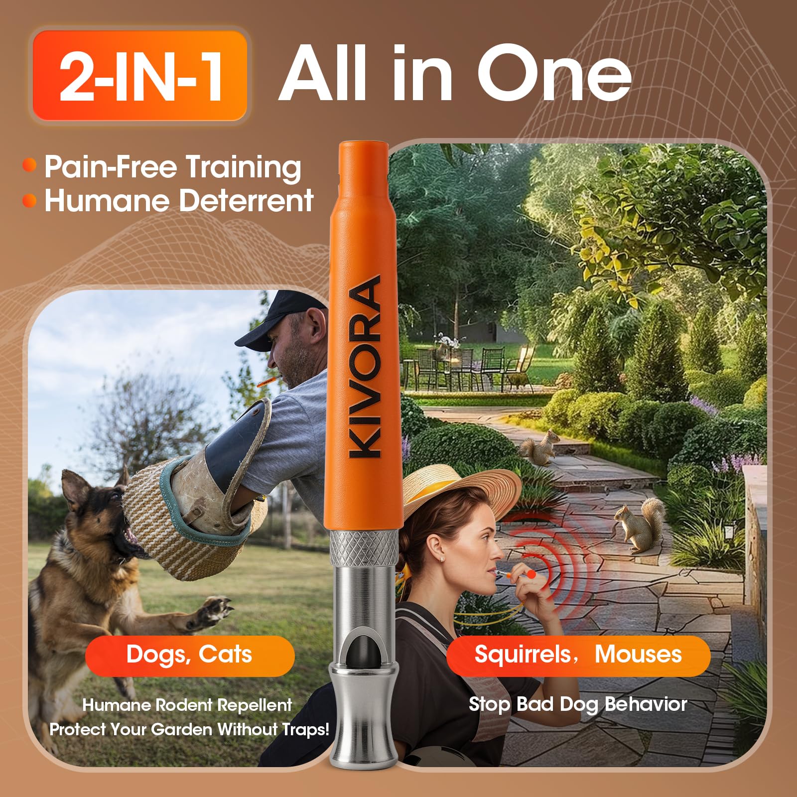 KIVORA Adjustable Ultrasonic Dog Training Whistle 4-Pack