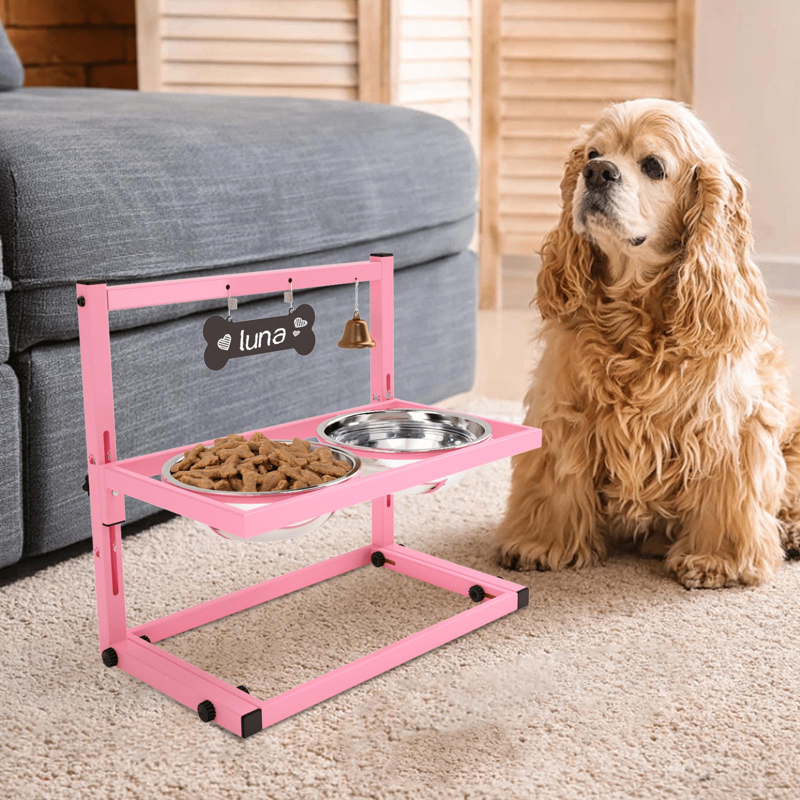 Adjustable Elevated Dog Bowls with Non-Slip Stand