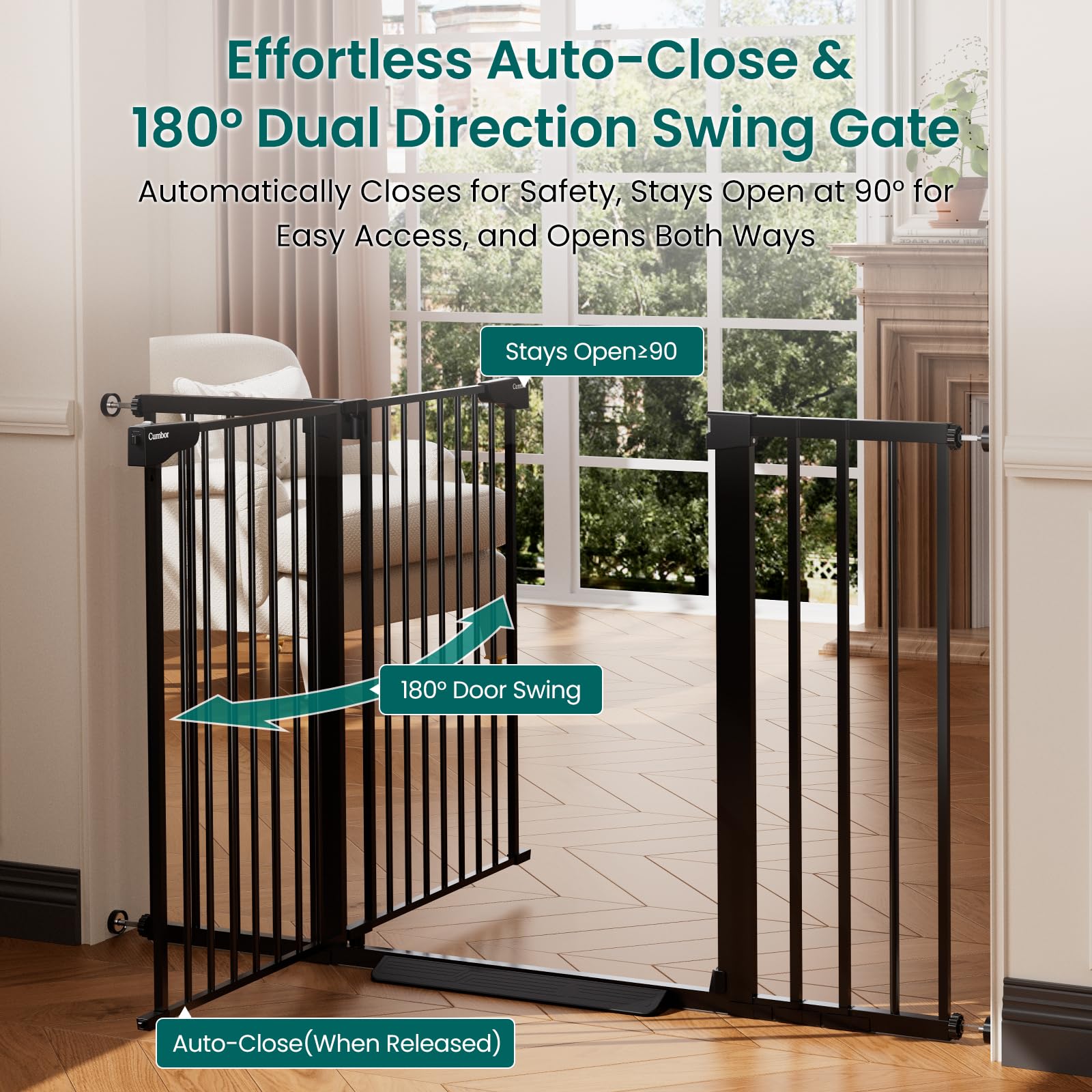 Cumbor 2-Pack Extra-Tall Auto-Close Dog Gates