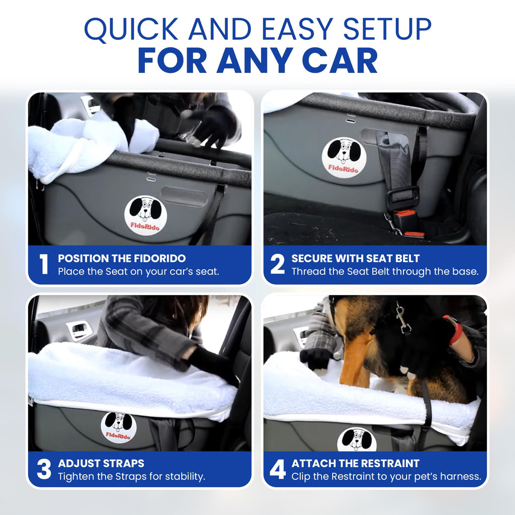 FidoRido Dog Car Booster Seat with Harness and Cover