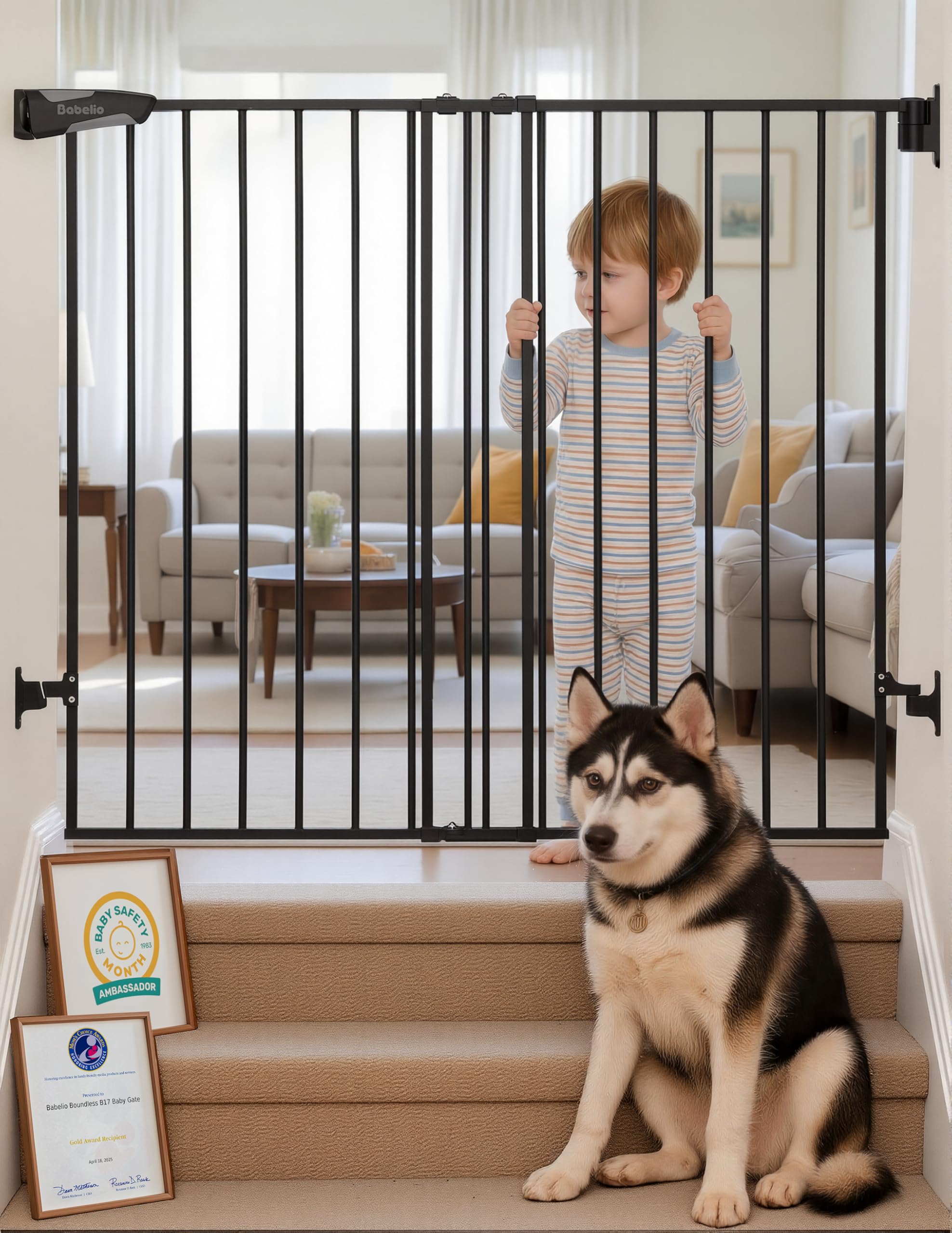 Babelio Auto-Close Hardware-Mounted Dog Safety Gate