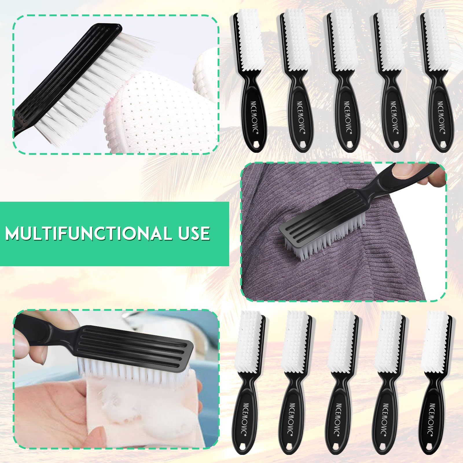 NICEMOVIC Handle-Grip Nail Cleaning Brushes, 10-Pack