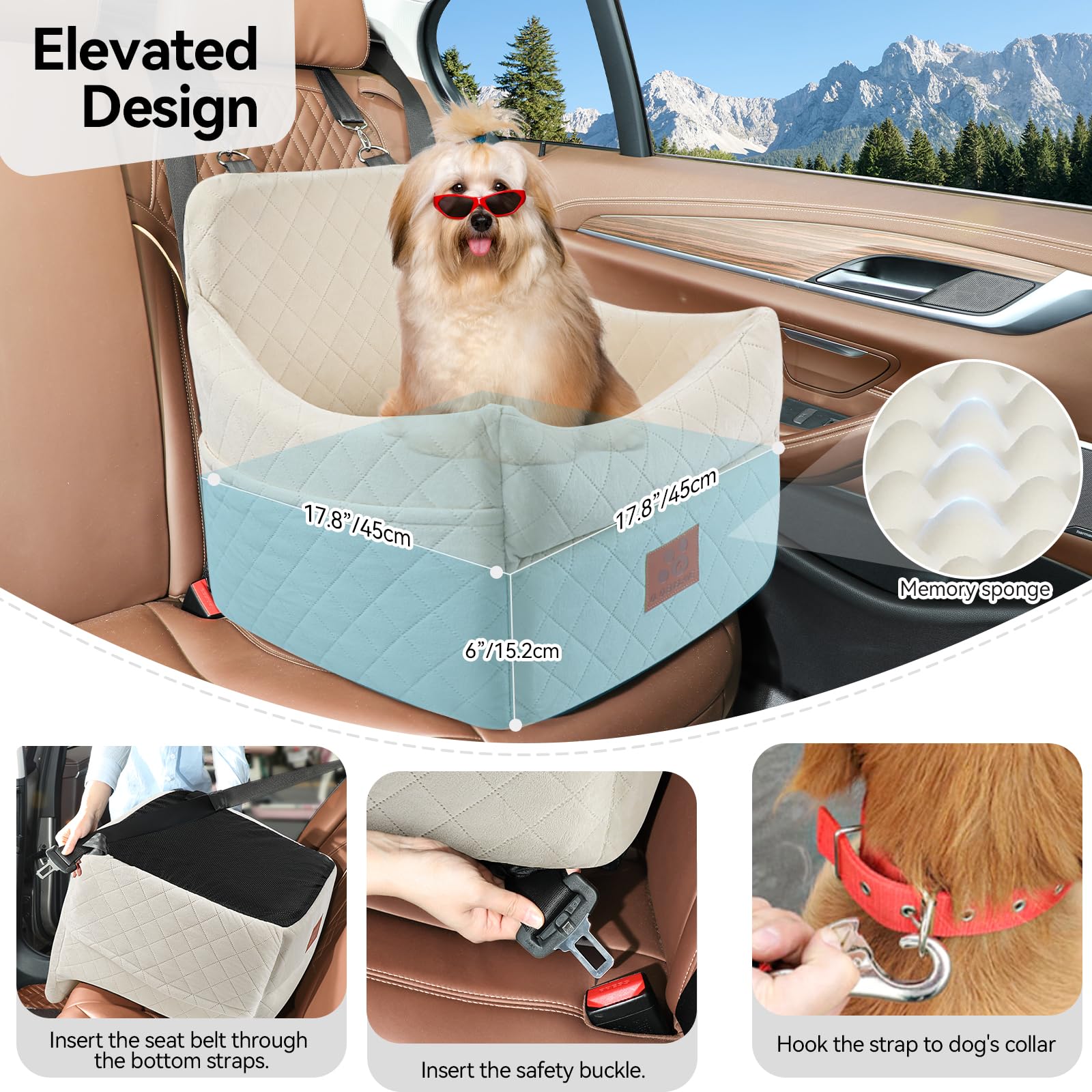 GL GLENSLAVE Dog Booster Car Seat for Dogs Up to 35 lb