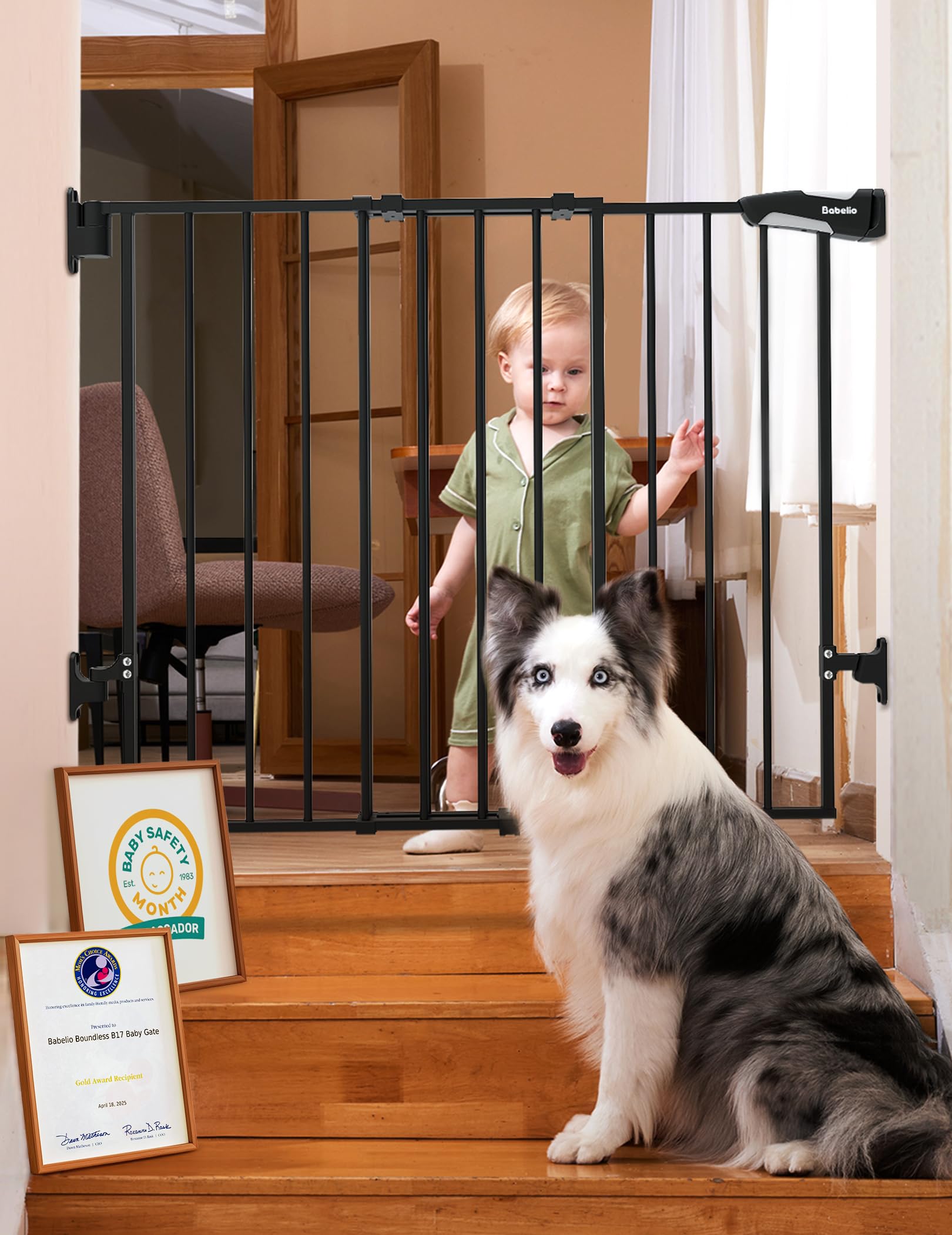 Babelio Auto-Close Hardware-Mounted Dog Safety Gate