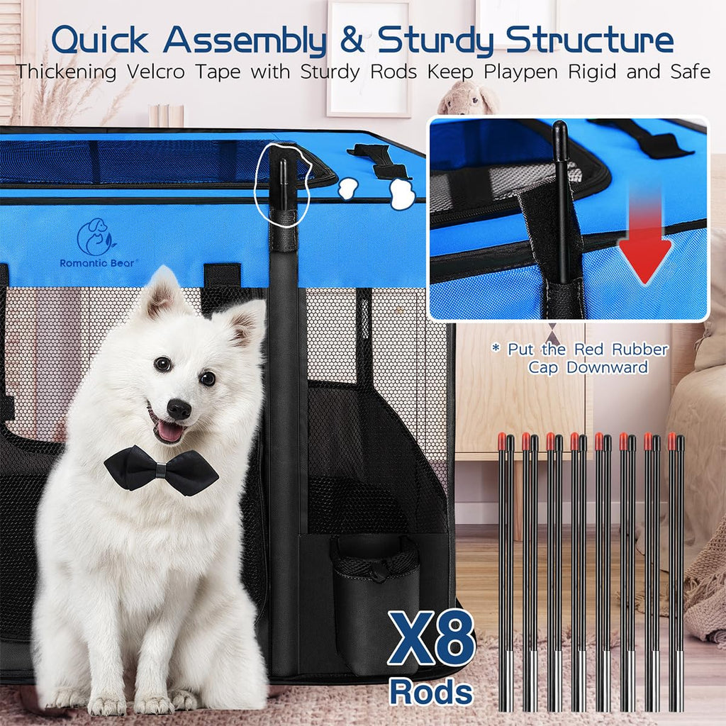 Foldable Portable Pet Playpen with Breathable Shade Cover