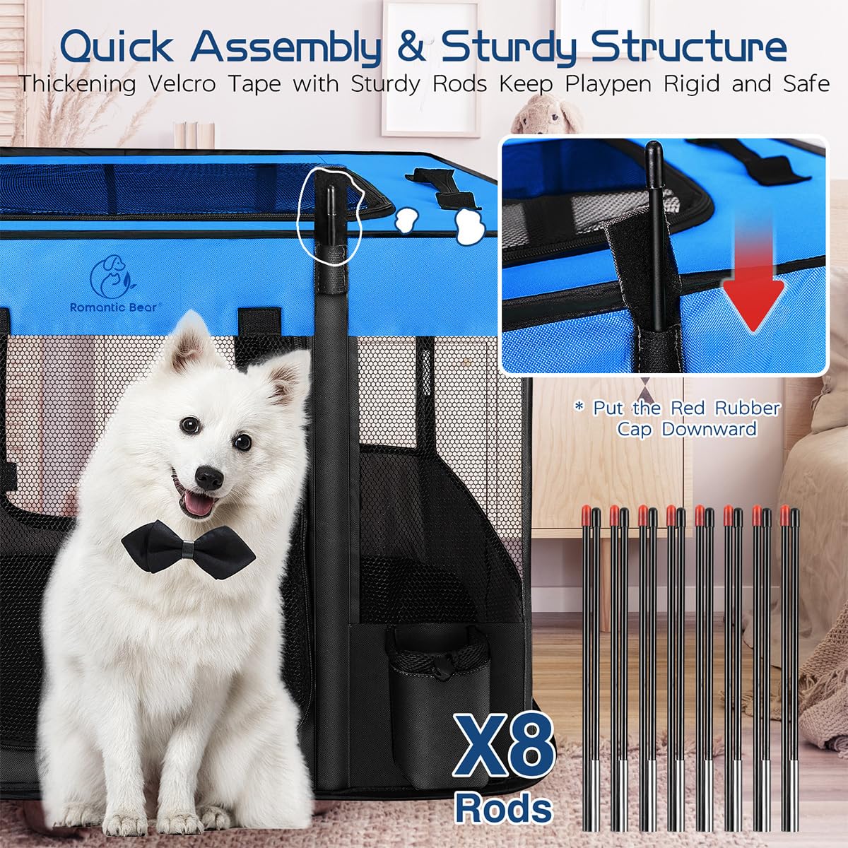 Foldable Portable Pet Playpen with Breathable Shade Cover