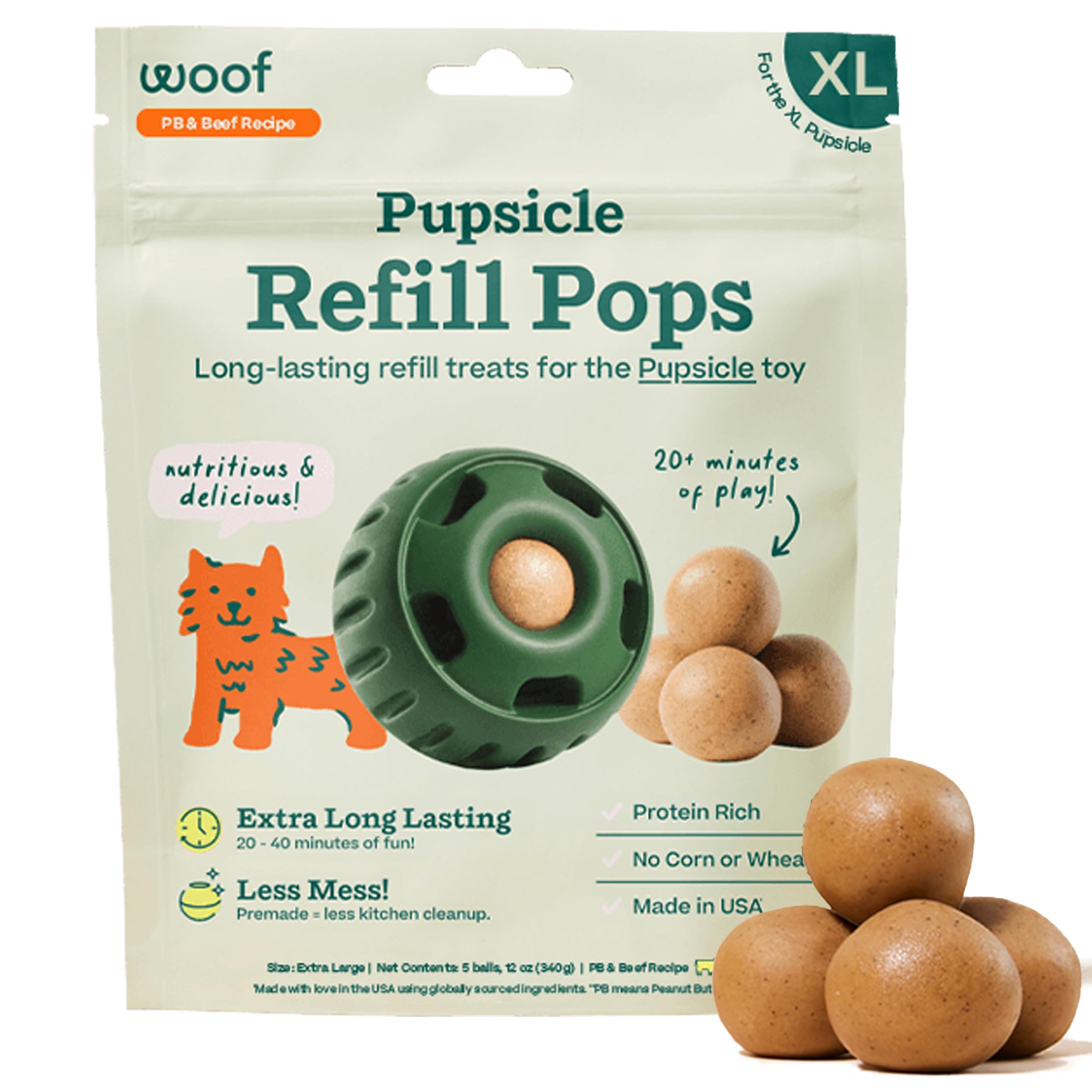 WOOF Pupsicle Peanut Butter and Beef Refill Treat Pops