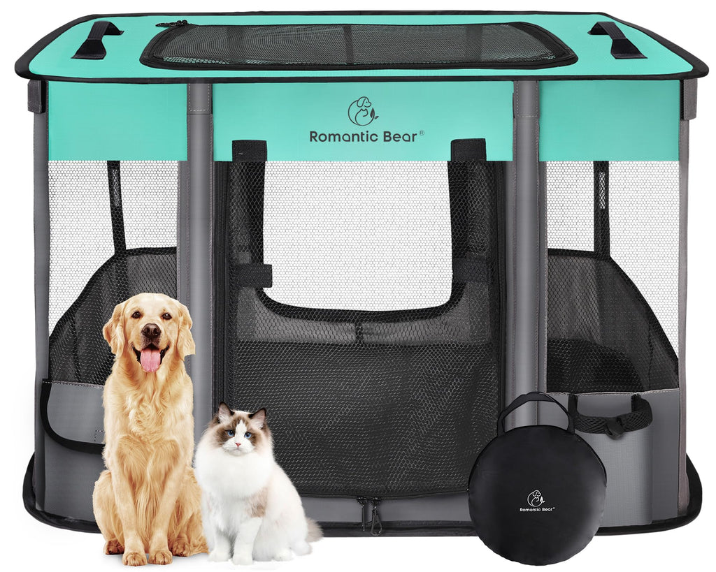 Foldable Portable Pet Playpen with Breathable Shade Cover