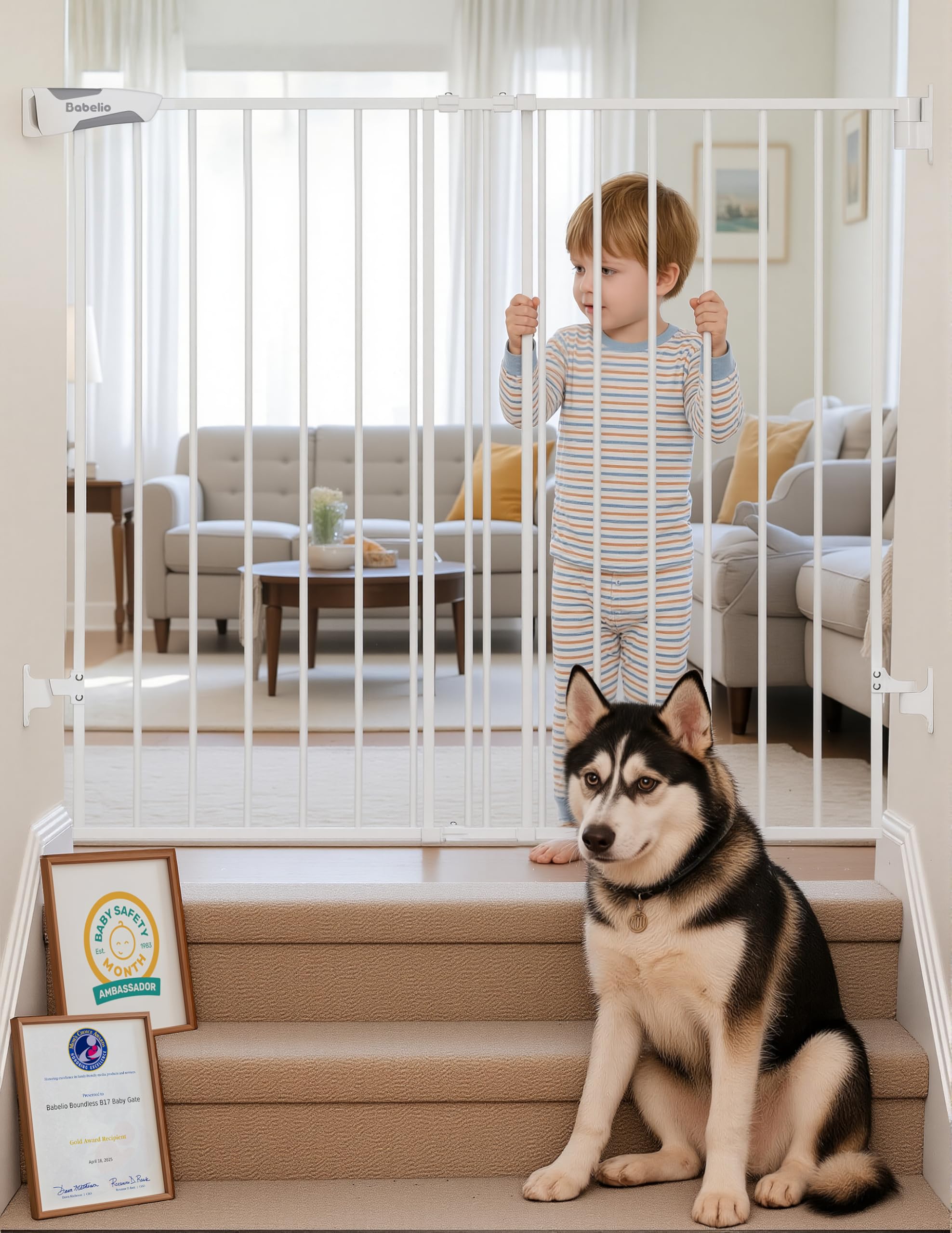 Babelio Auto-Close Hardware-Mounted Dog Safety Gate