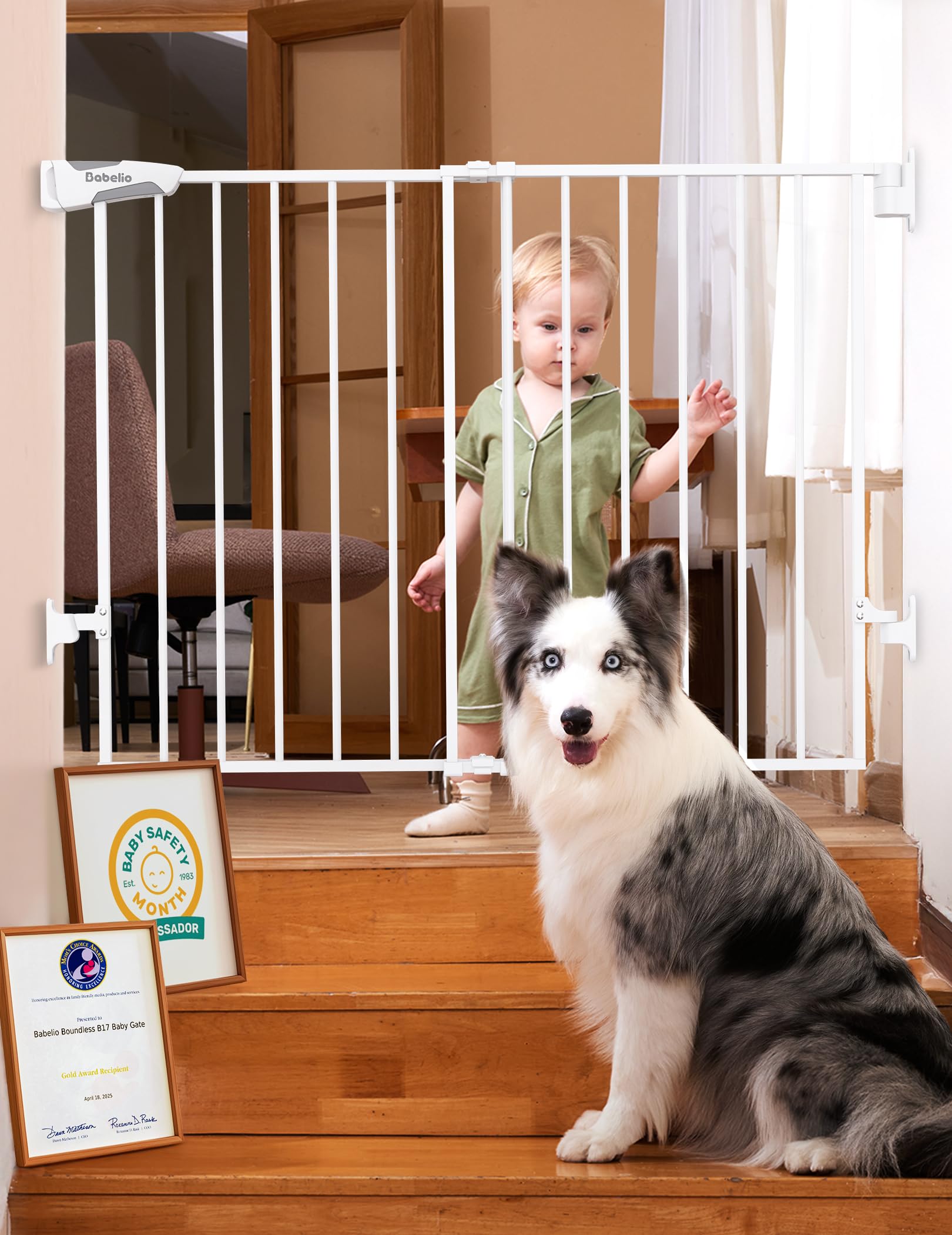 Babelio Auto-Close Hardware-Mounted Dog Safety Gate