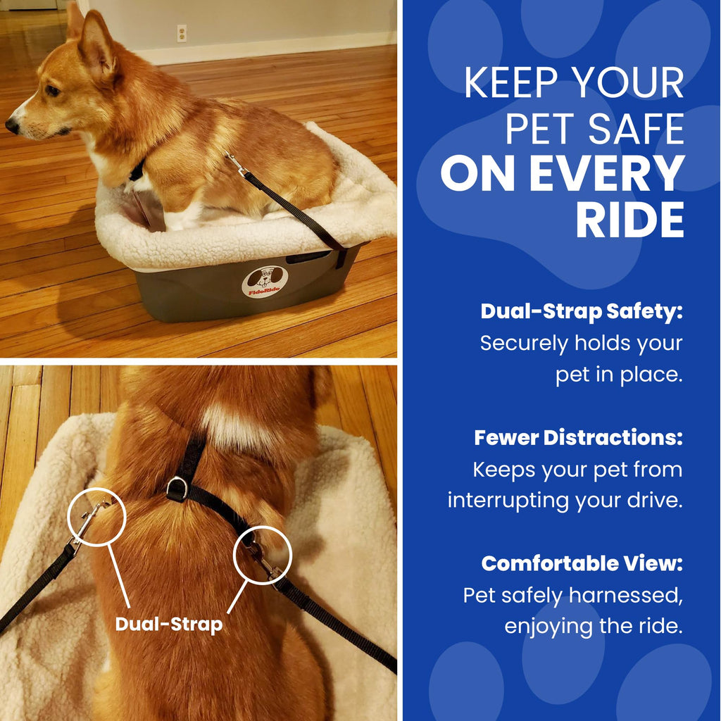 FidoRido Dog Car Booster Seat with Harness and Cover
