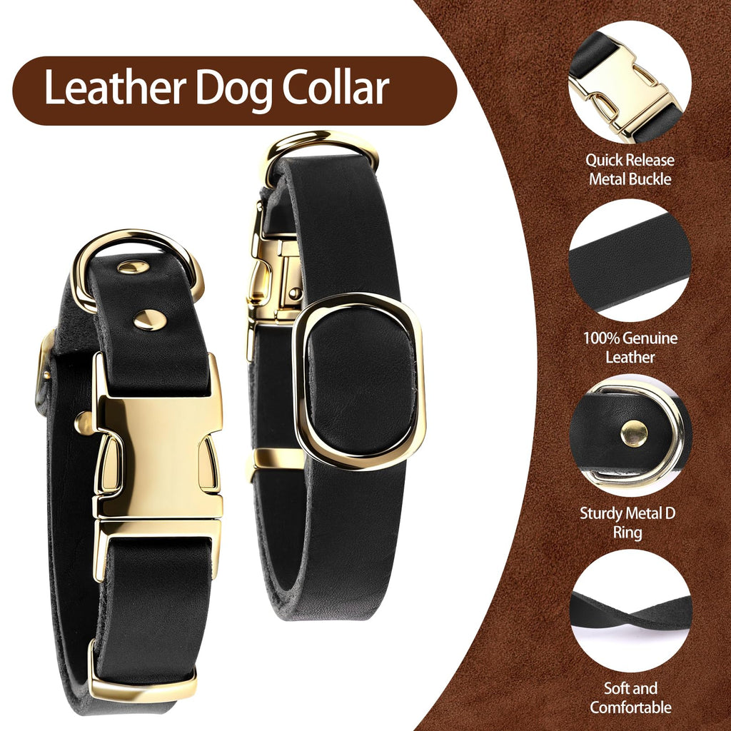 VOKYLR Heavy-Duty Leather Dog Collar and Leash Set