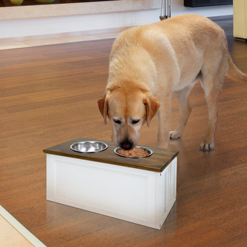 Casual Home Solid Wood Elevated Pet Feeder with Storage