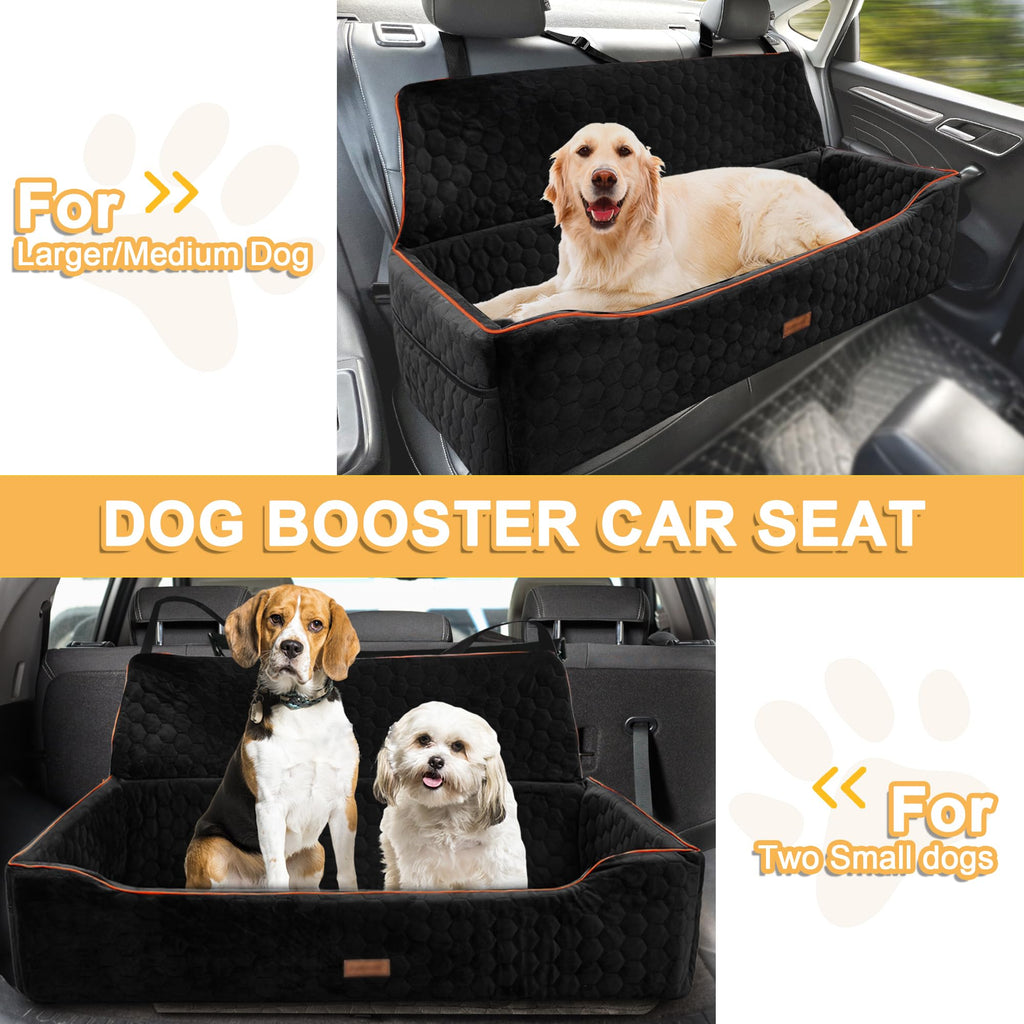 Large Dog Car Seat Bed with Safety Tethers and Storage