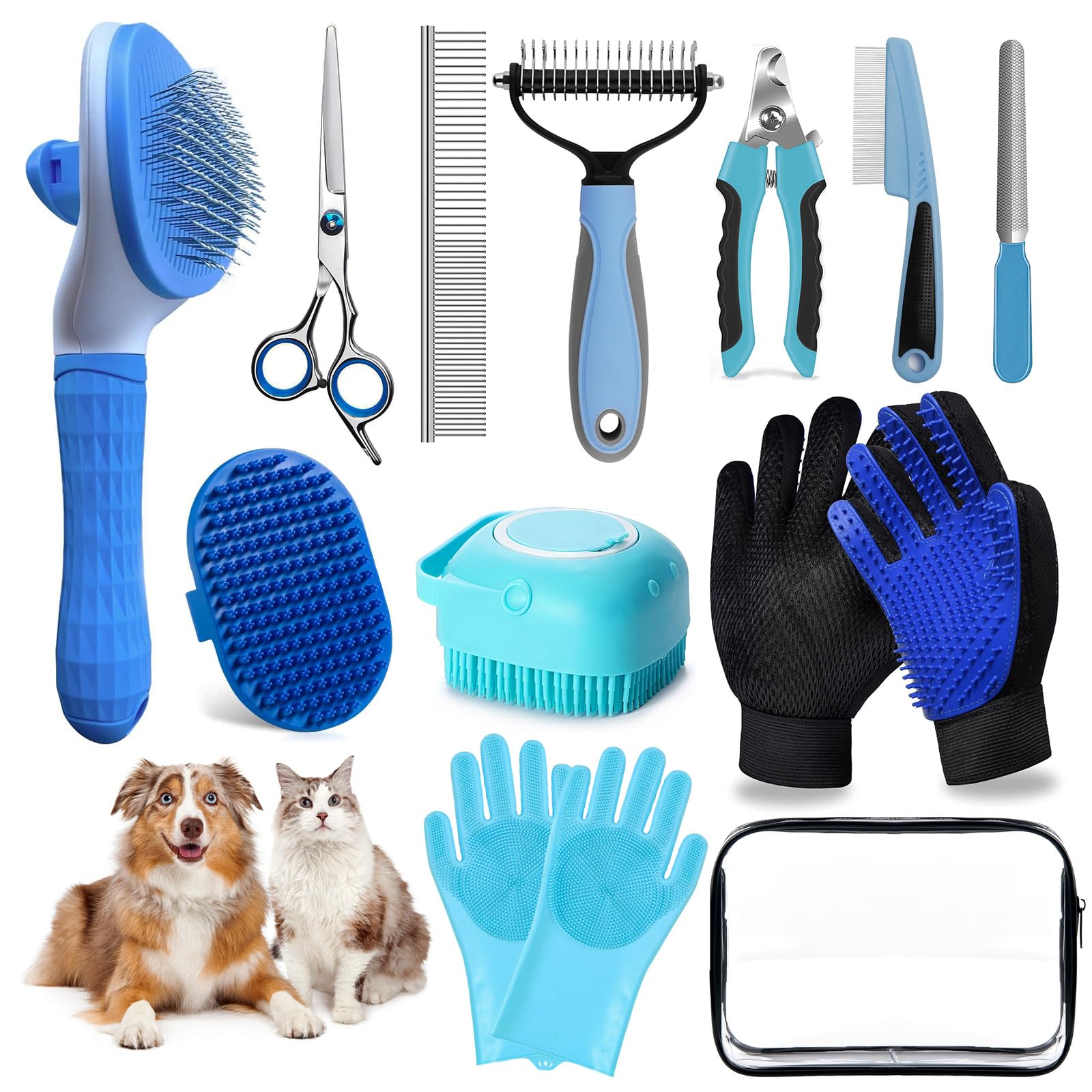 Dog and Cat Shedding Grooming Kit with Nail Clippers